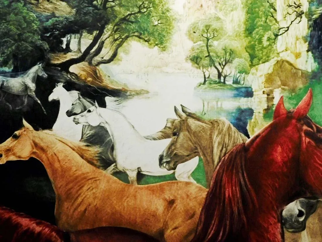 g.h Rothe "Danby's Enchanted Island Revisited" Mezzotint Art Horses - 3