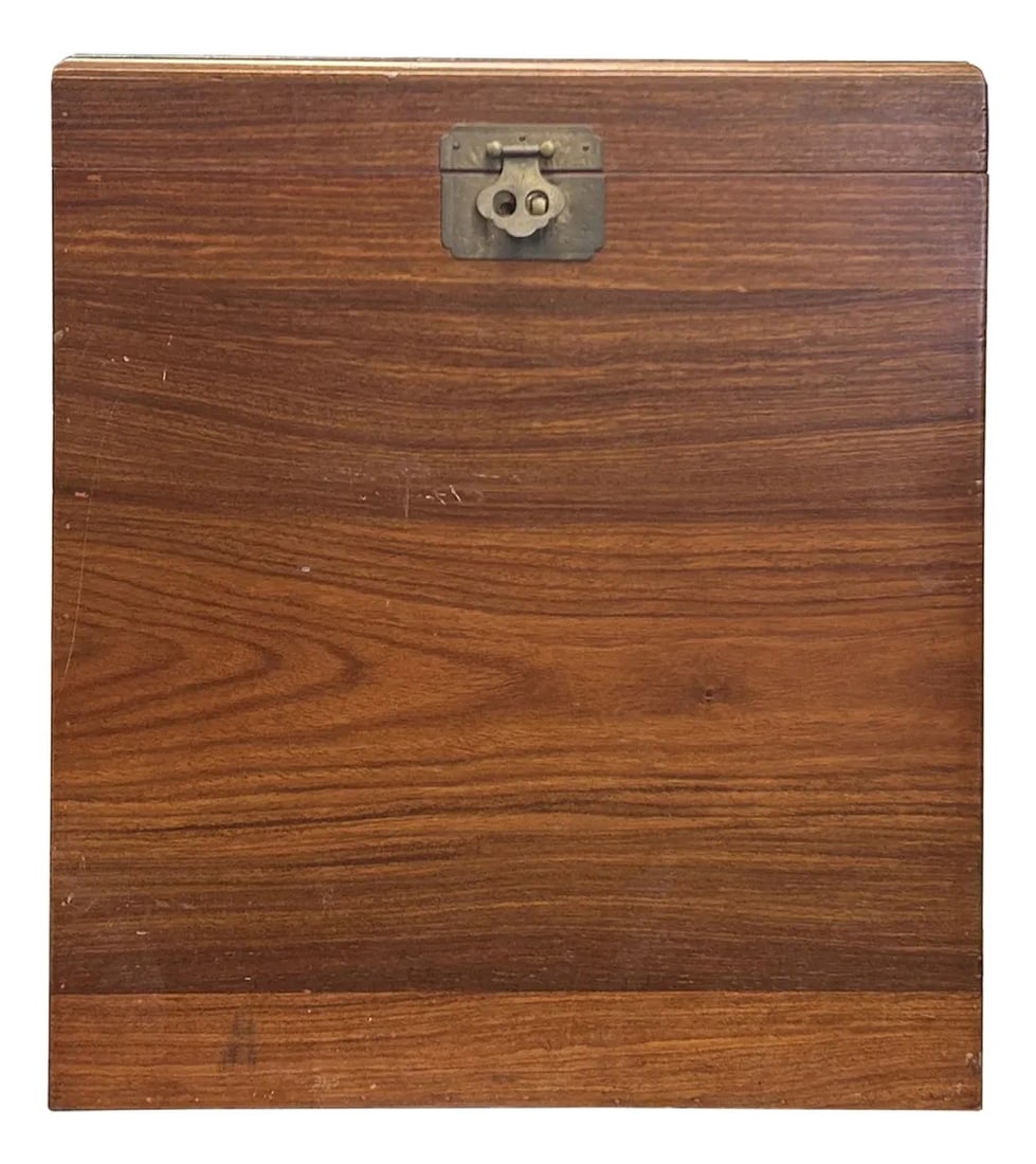 Natural Wood Handmade Rectangular Tall Storage Trunk Chest Box: This is an image of a sturdy, rectangular wooden box crafted from rich, dark brown wood with a smooth, polished finish. The grain of the wood is prominently visible, adding to its natural aesthetic. T