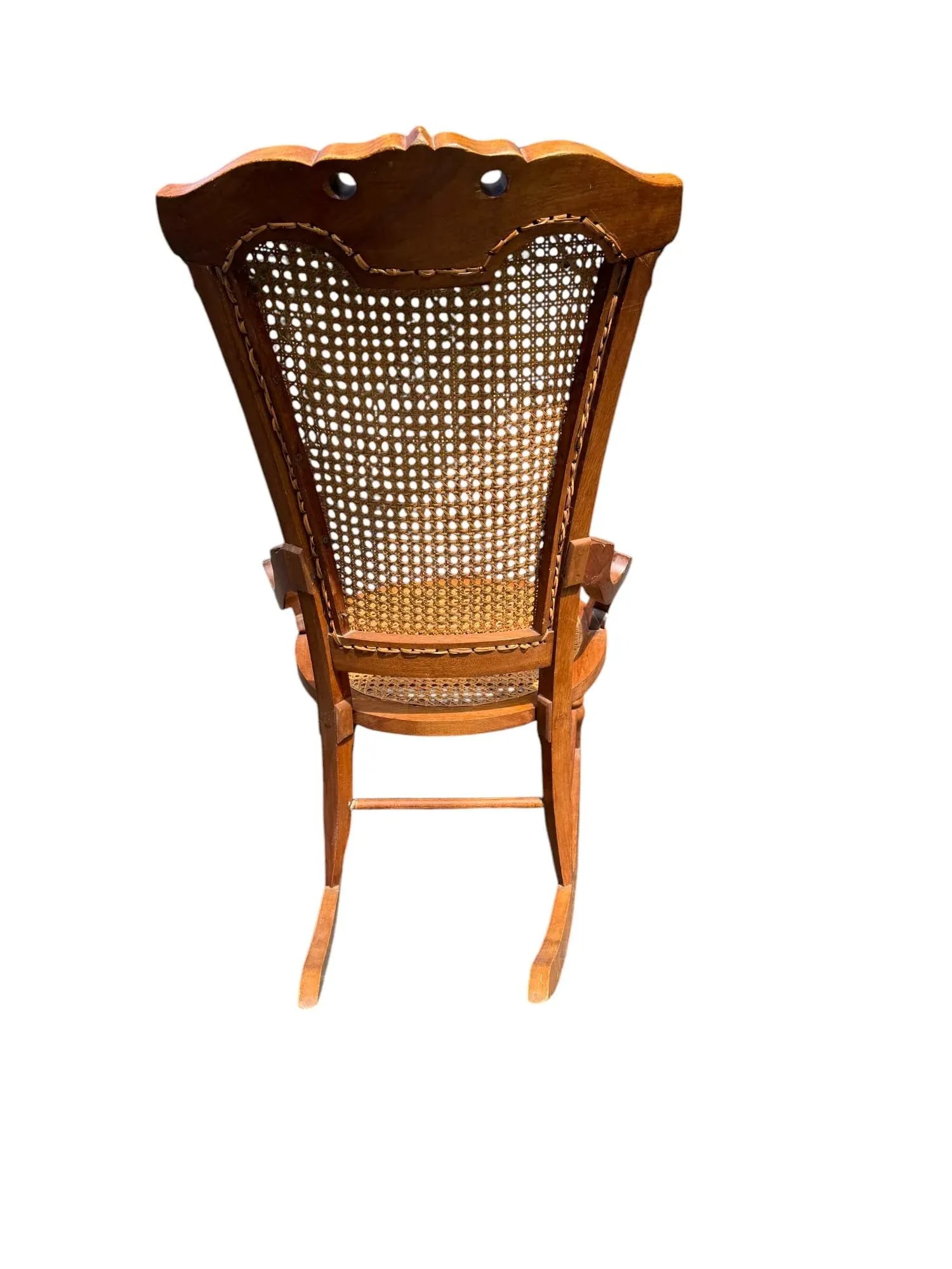 Late 19th Century Victorian Walnut Caned Rocker - 4