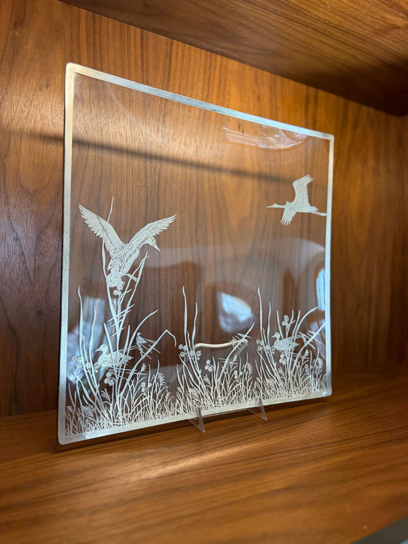 Mid 20th Century Barware Rockwell Silver Glass Ducks & Reeds Sterling Silver Overlay Set of 25 With - 7