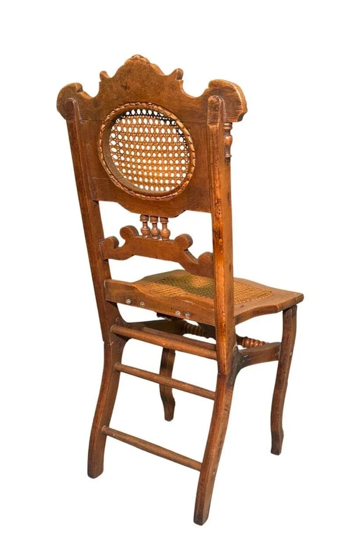 Late 19th Century French Renaissance Revival Cane Folding Chairs in Oak - Set of Four - 7