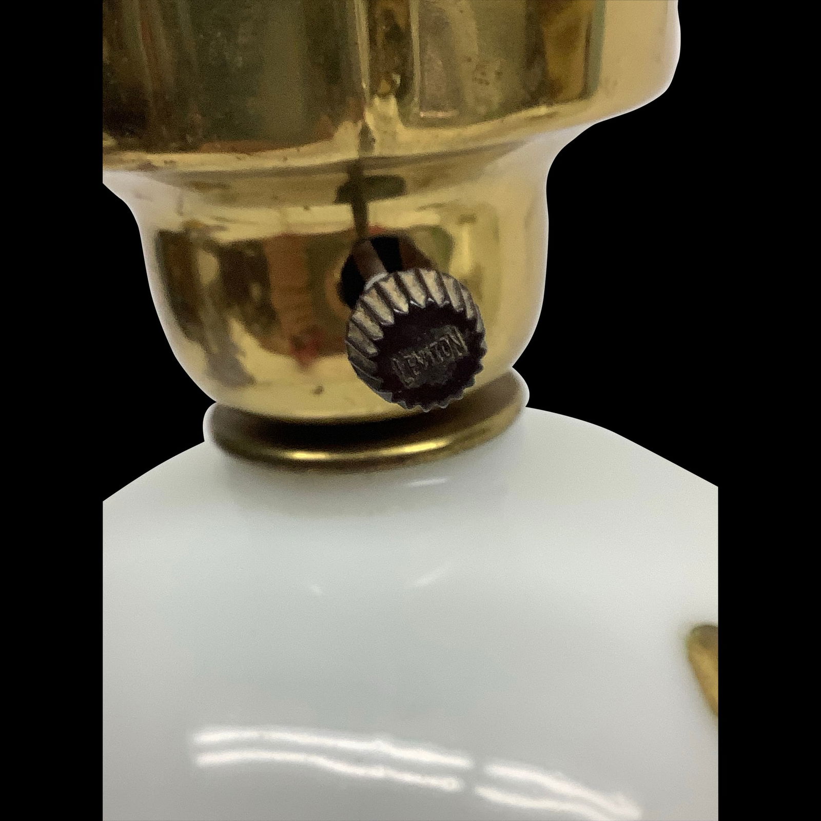 Mid Century Original White and Gold Opaline Glass Table Lamps - A Pair - 2