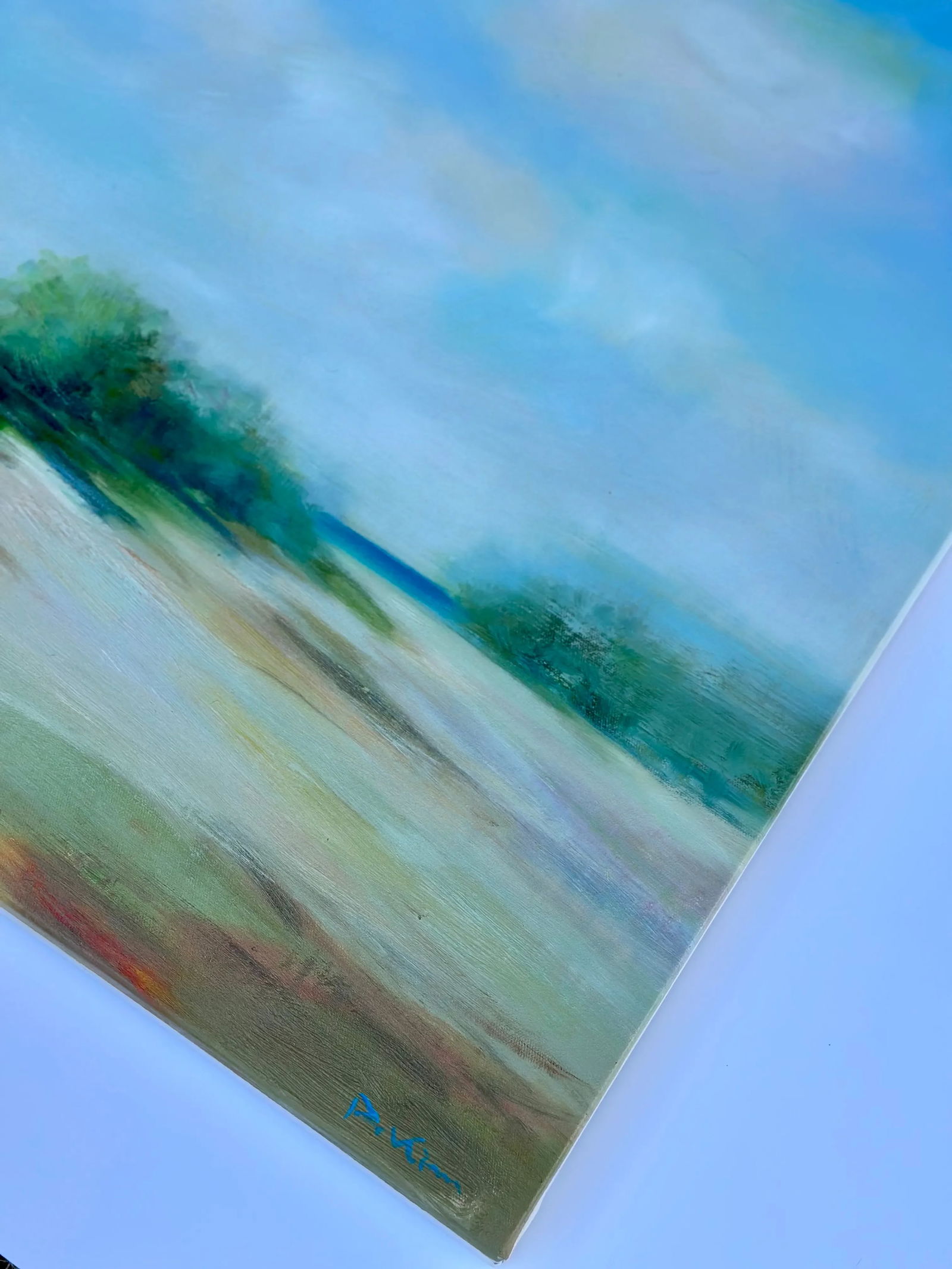 Coastal Beach Dune Blue Sky Seascape Oil Painting by D. Kim - 3