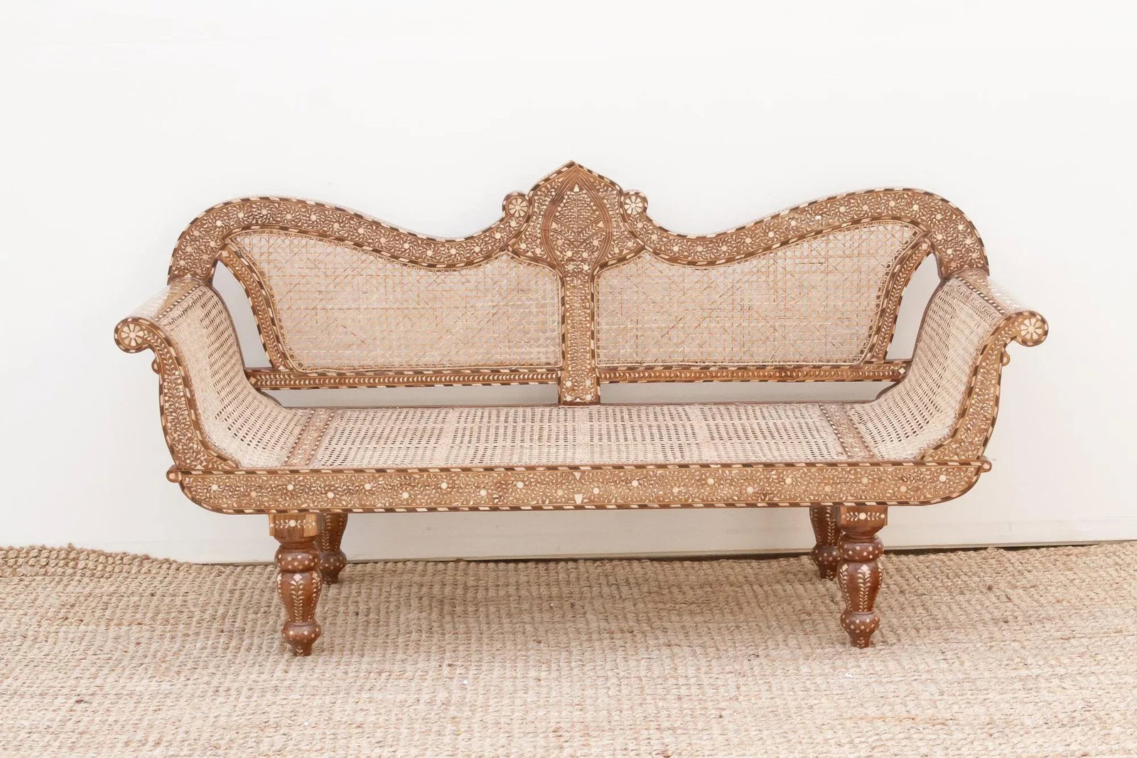 Exquisite Anglo-Indian Inlay Settee Bench - 4
