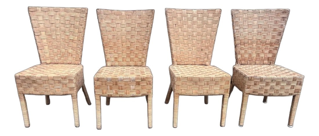 1970s Donghia Style Dining Chairs- Set of 4: Set of four Donghia style dinning chairs sturdy and strong with excellent joinery and craftsmanship good wear consistent with use and age. Condition: Alterations: Original Condition Unaltered Imperfec