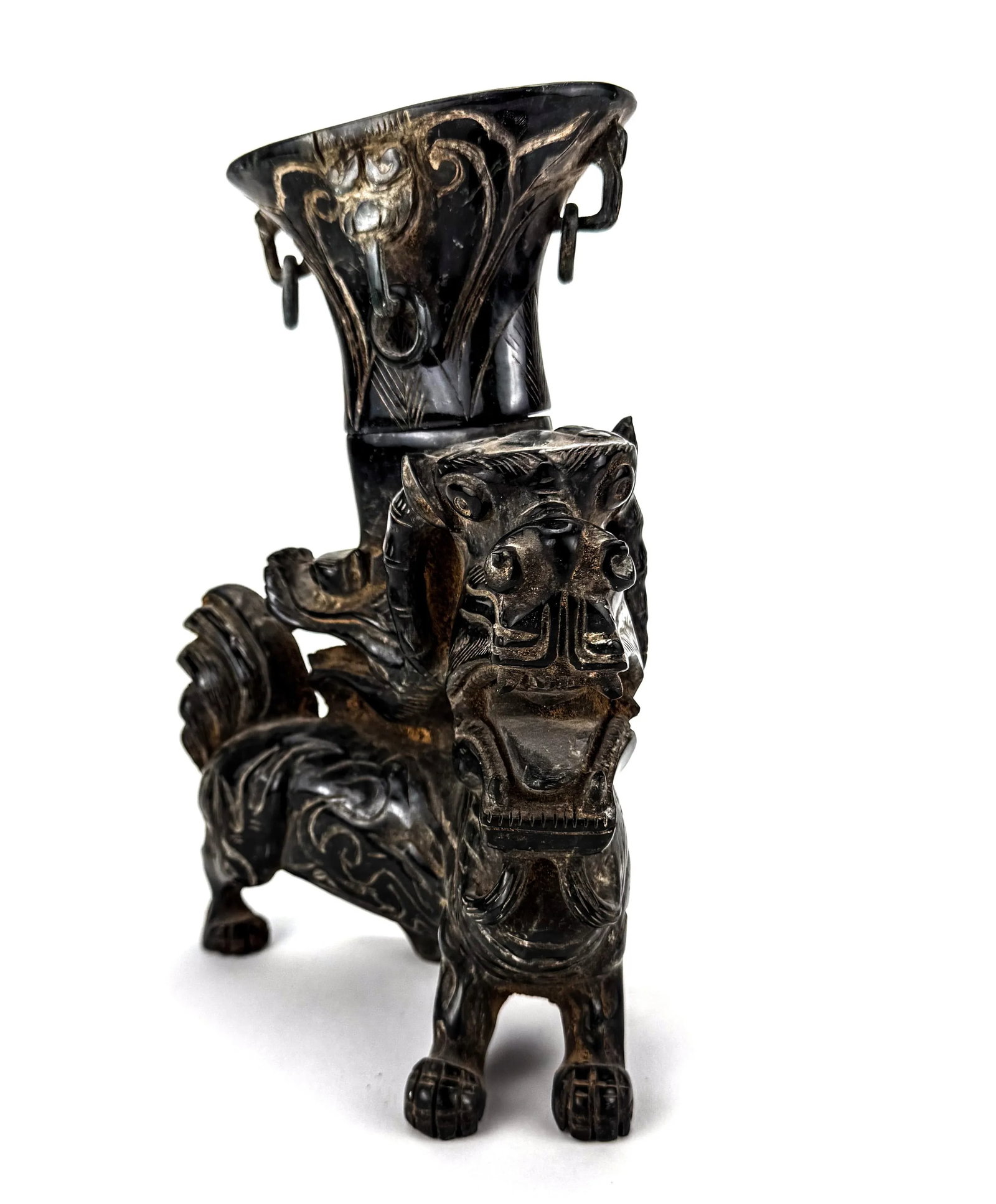 Rare Carved Mythical Soapstone Dragon Incense Ritual Statue - 2