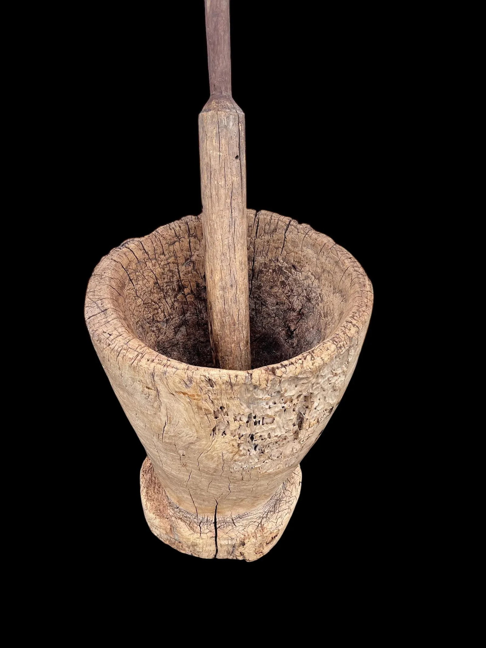 Large 19th Century Wooden Mortar & Pestle - 2