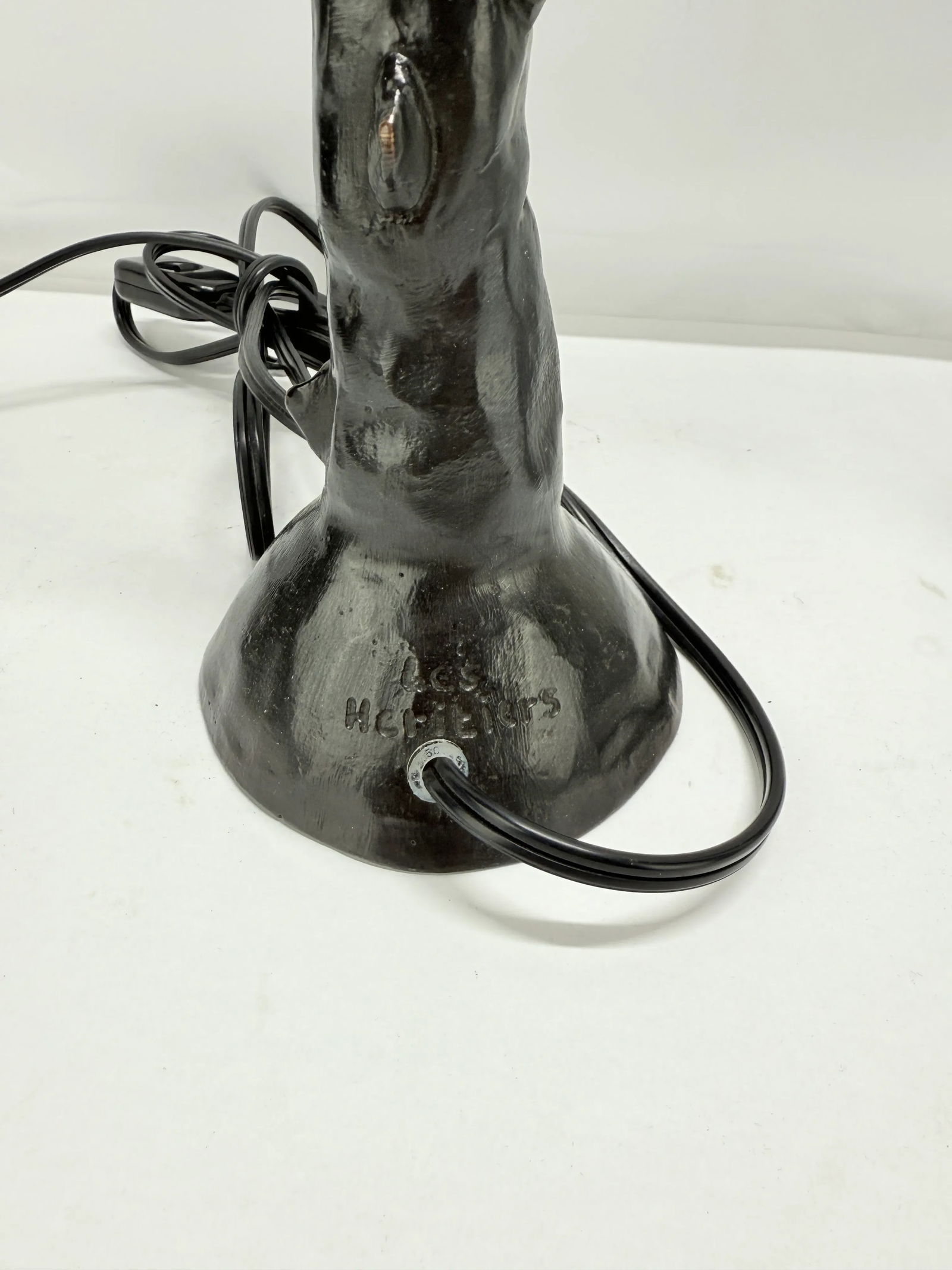 Pair, Les Heritiers Bronze Faux Bois Tree Trunk Form Table Lamps - Signed - 7