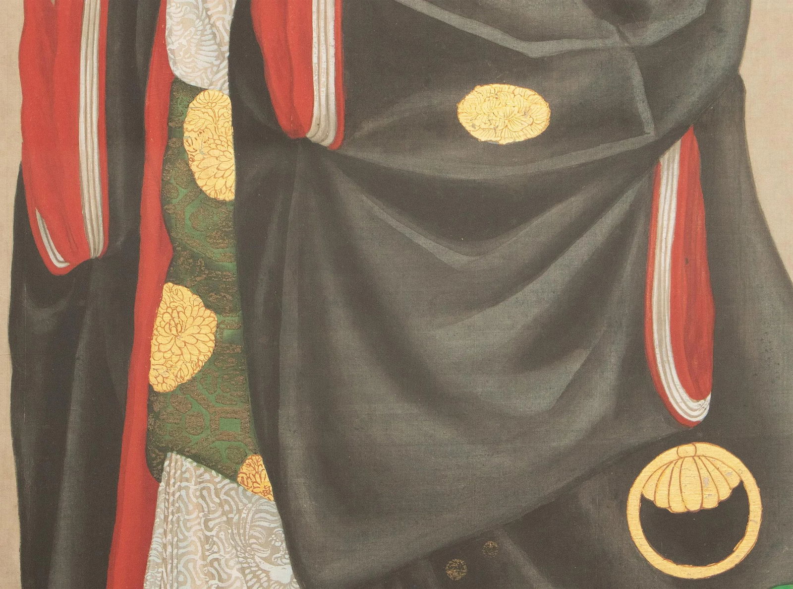 XL Meiji to Taisho Era Japanese Gold Leaf Portrait of a Young Woman on Silk, Framed - 7