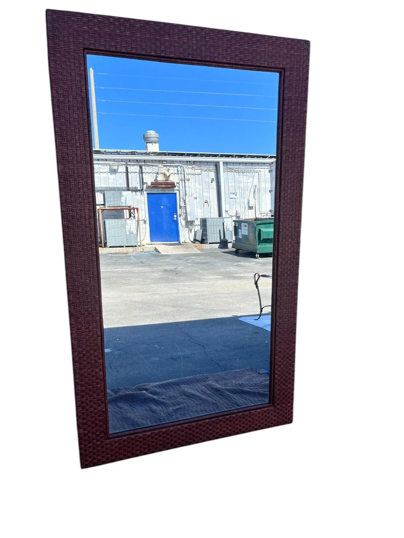 Large 1980s Rattan Woven Mirror - 2