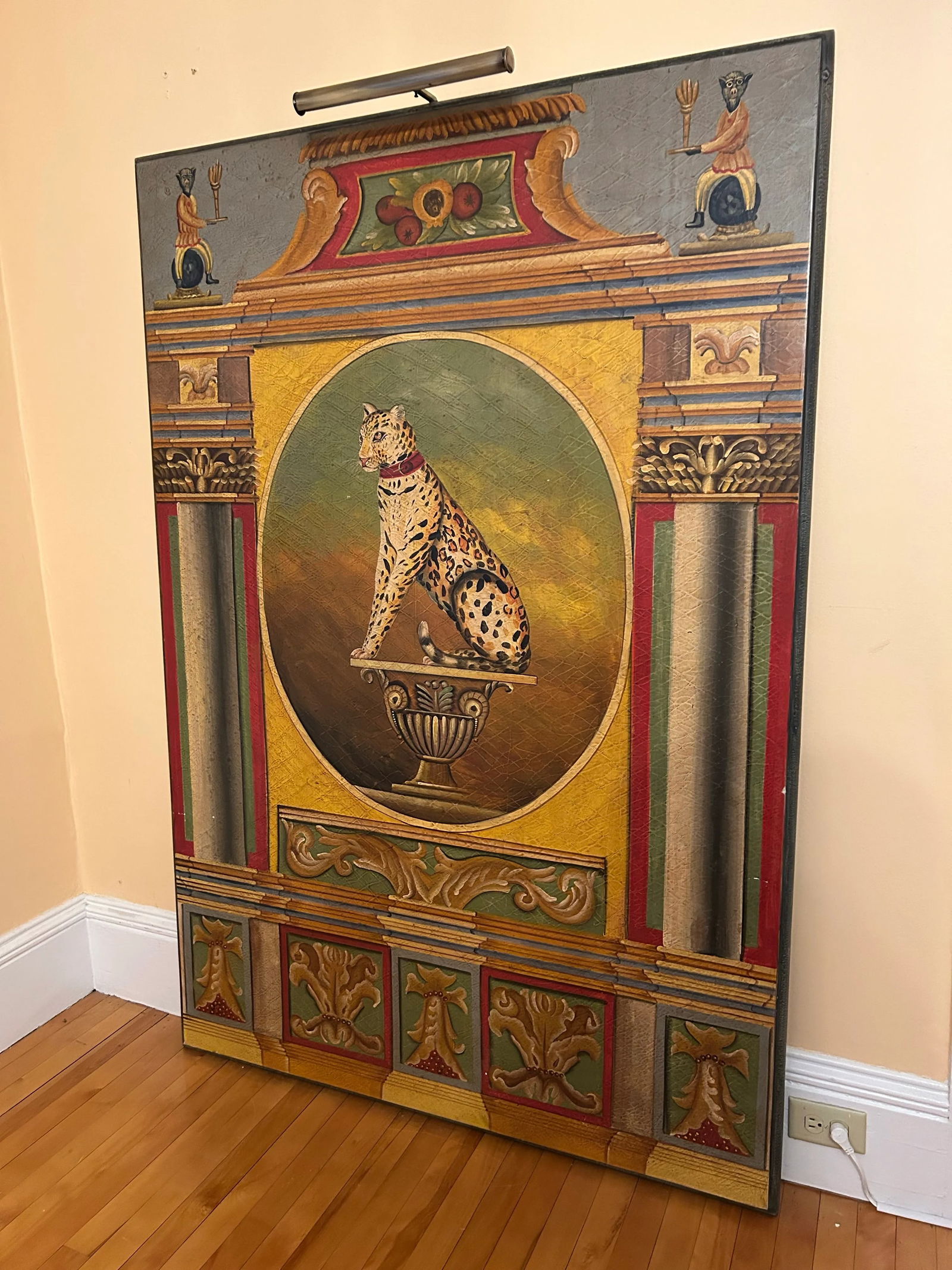 Early 20th Century Vintage Italian Wall Panel With Picture Light - 2