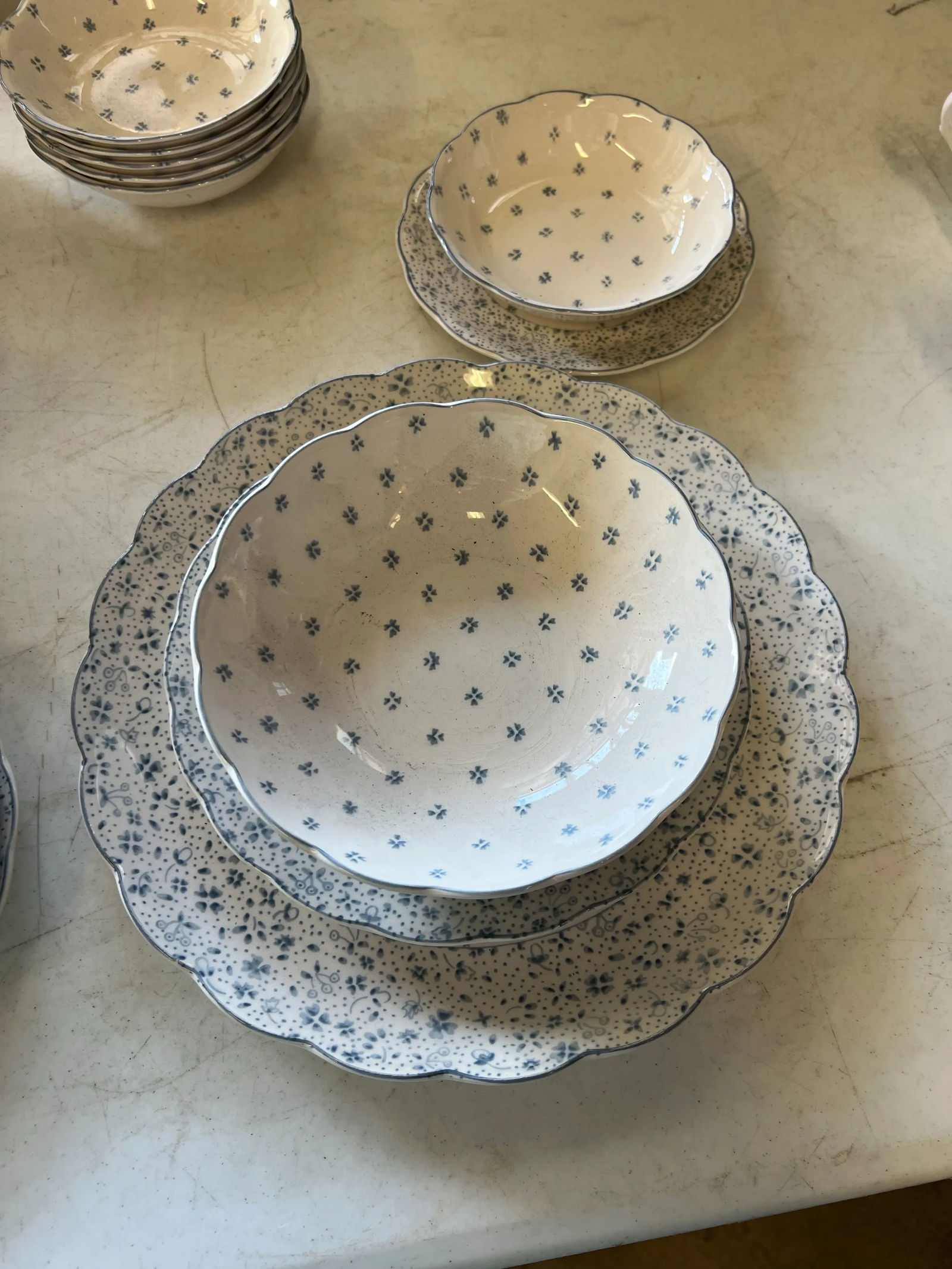 Vintage Blue & White Dinnerware Set- 52 Pieces - 3