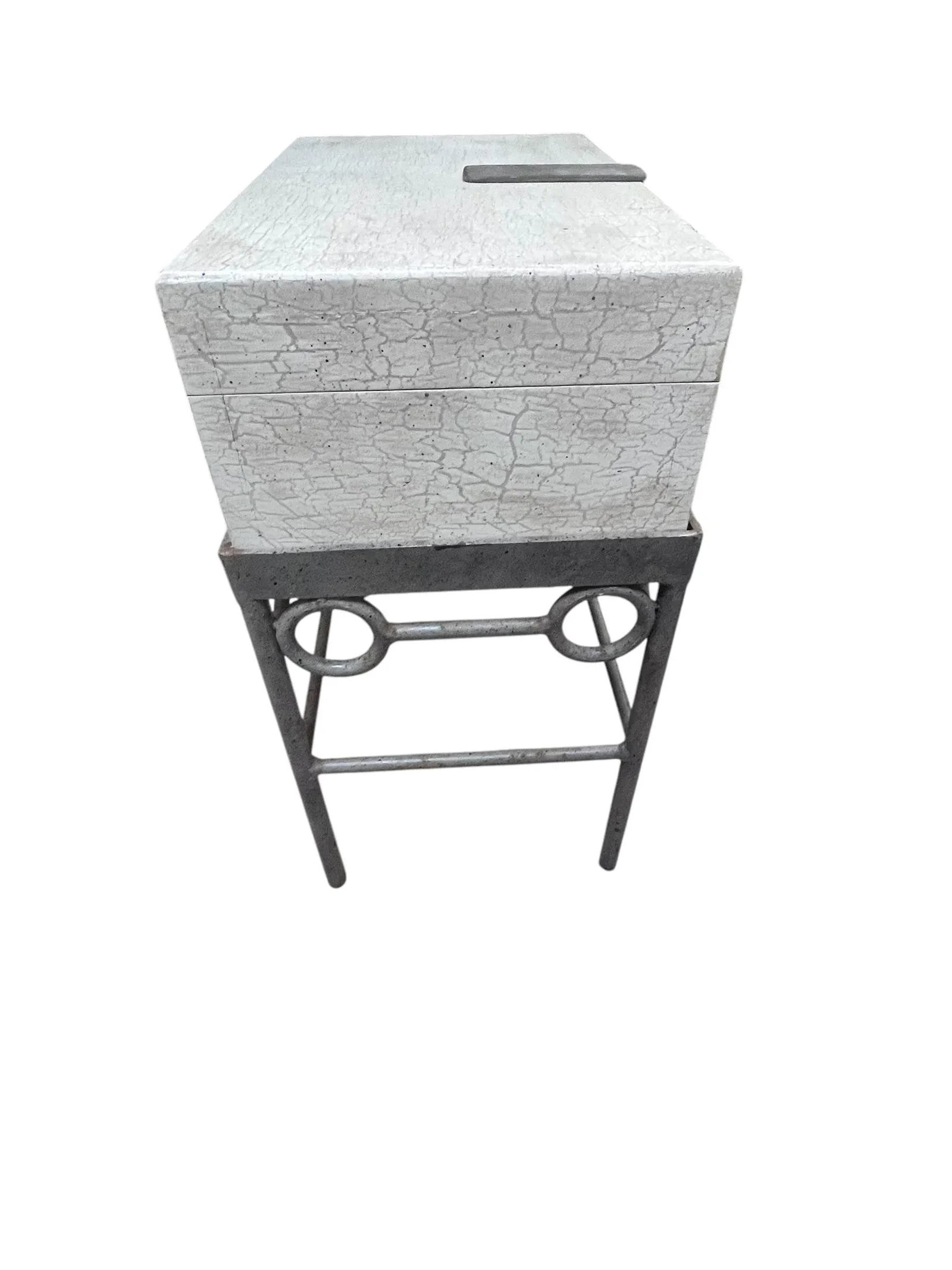 1990s Capozzi Kocacs Design Wooden Box on an Iron Stand - 5