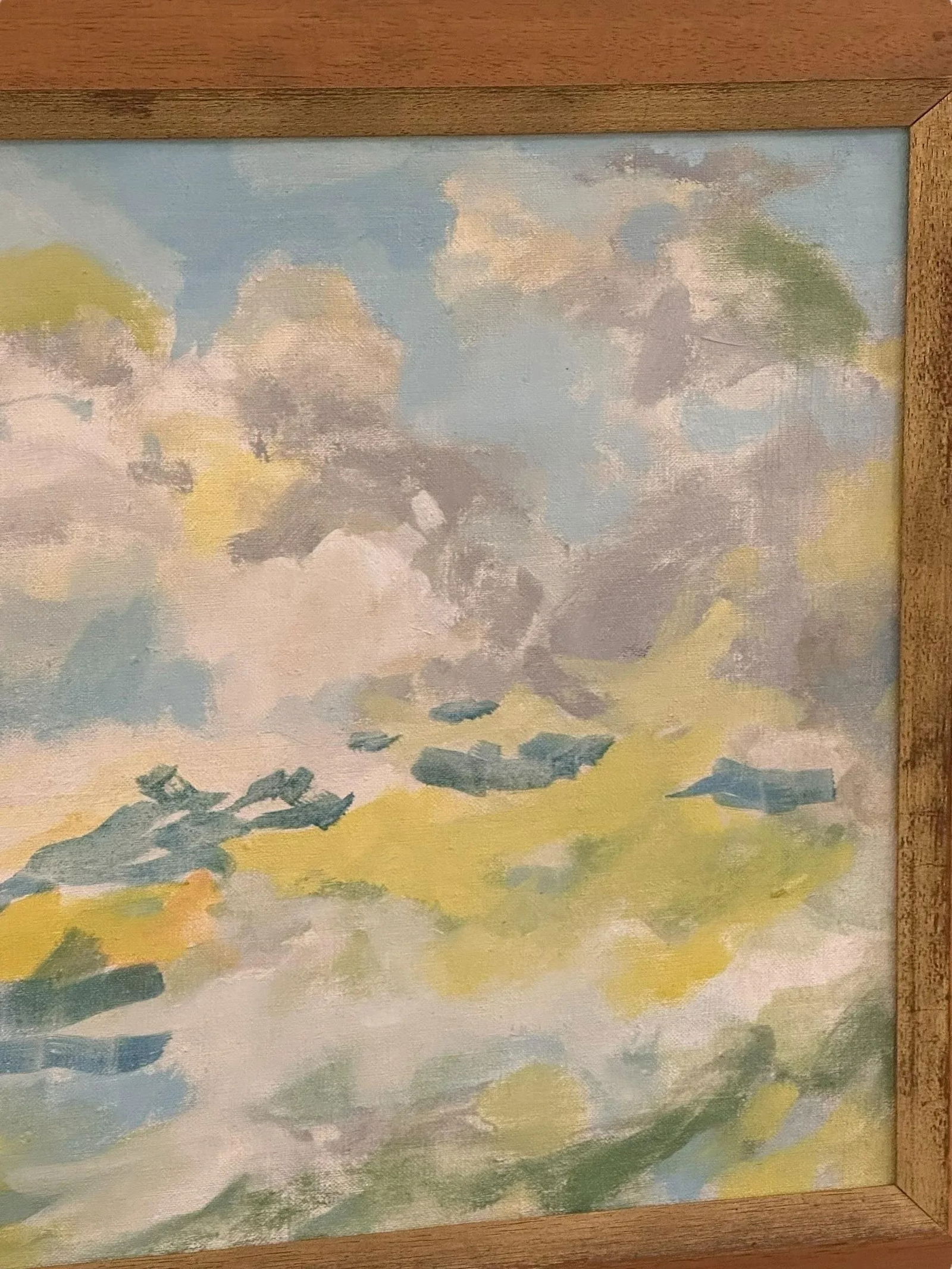 Large Framed Original Abstract Oil Painting of Sky - Unsigned - 7