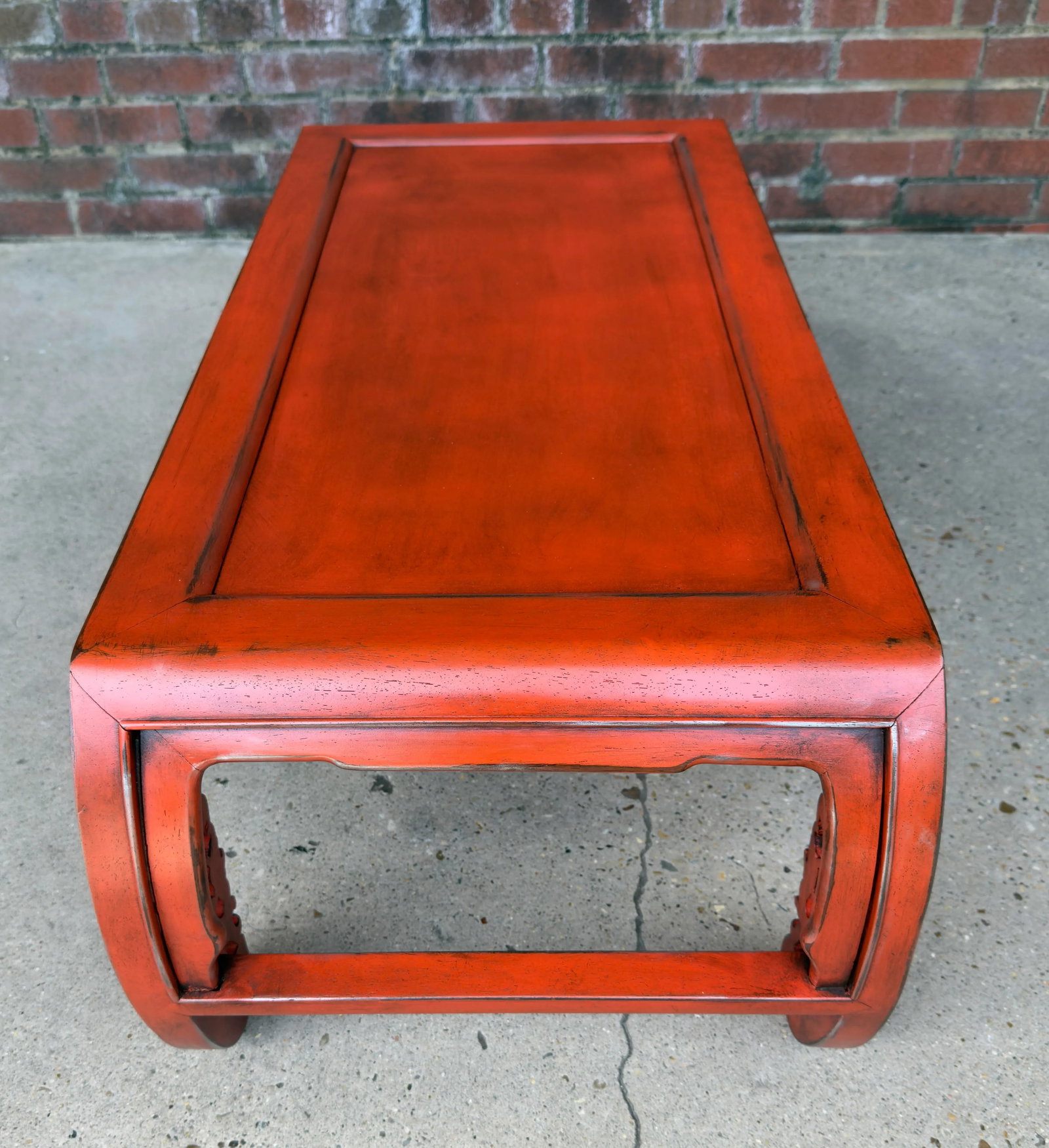 Mid 20th Century Vintage Chinoiserie Hand-Carved Wood Kang, Coffee ,Opium Low Table – Newly - 10
