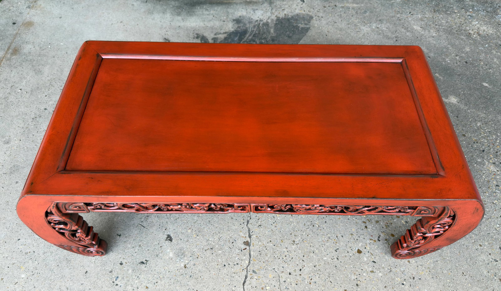 Mid 20th Century Vintage Chinoiserie Hand-Carved Wood Kang, Coffee ,Opium Low Table – Newly - 9