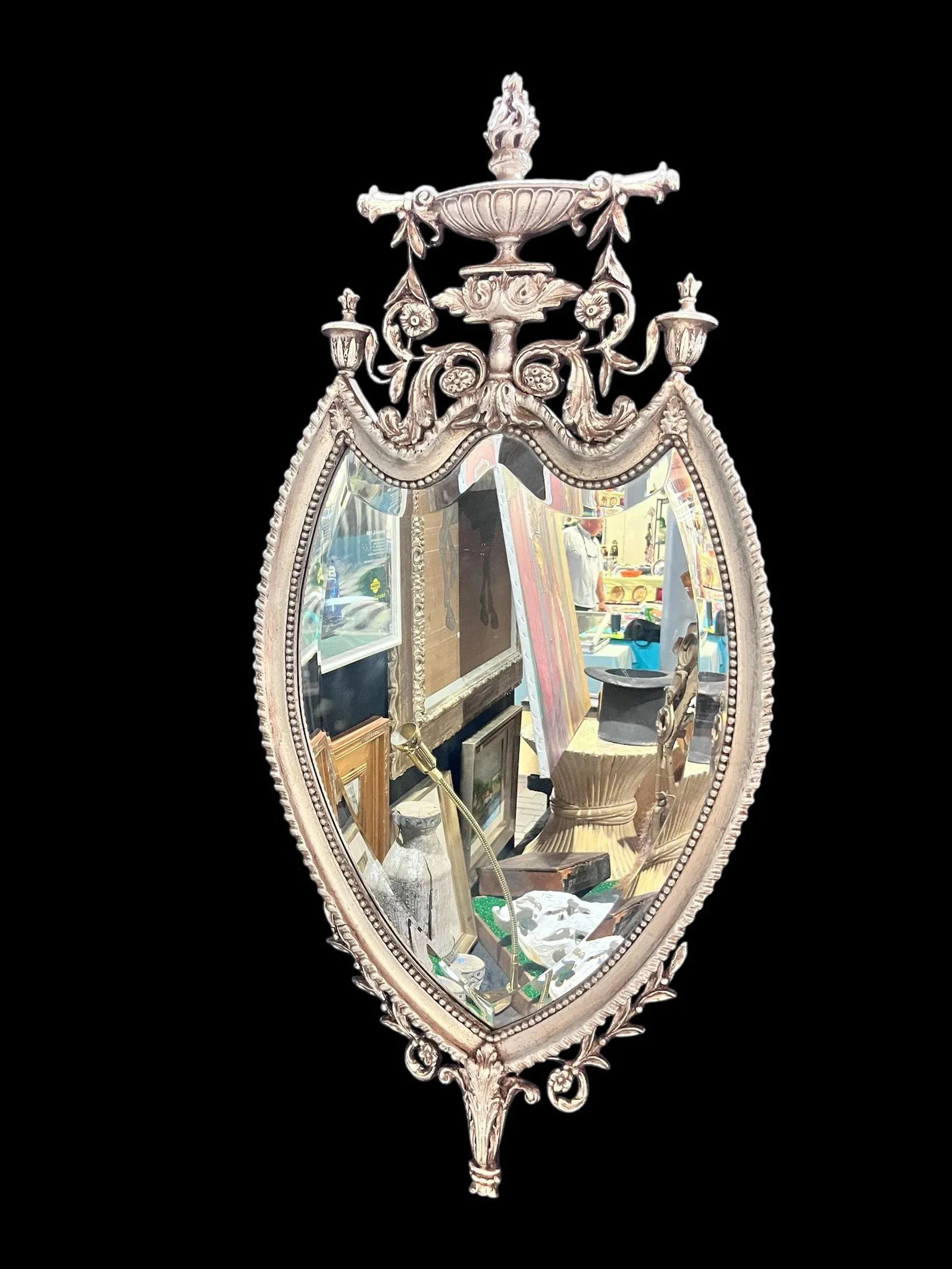 Friedman Brothers Silver Decorated Urn Top Mirror, 1920's - 3