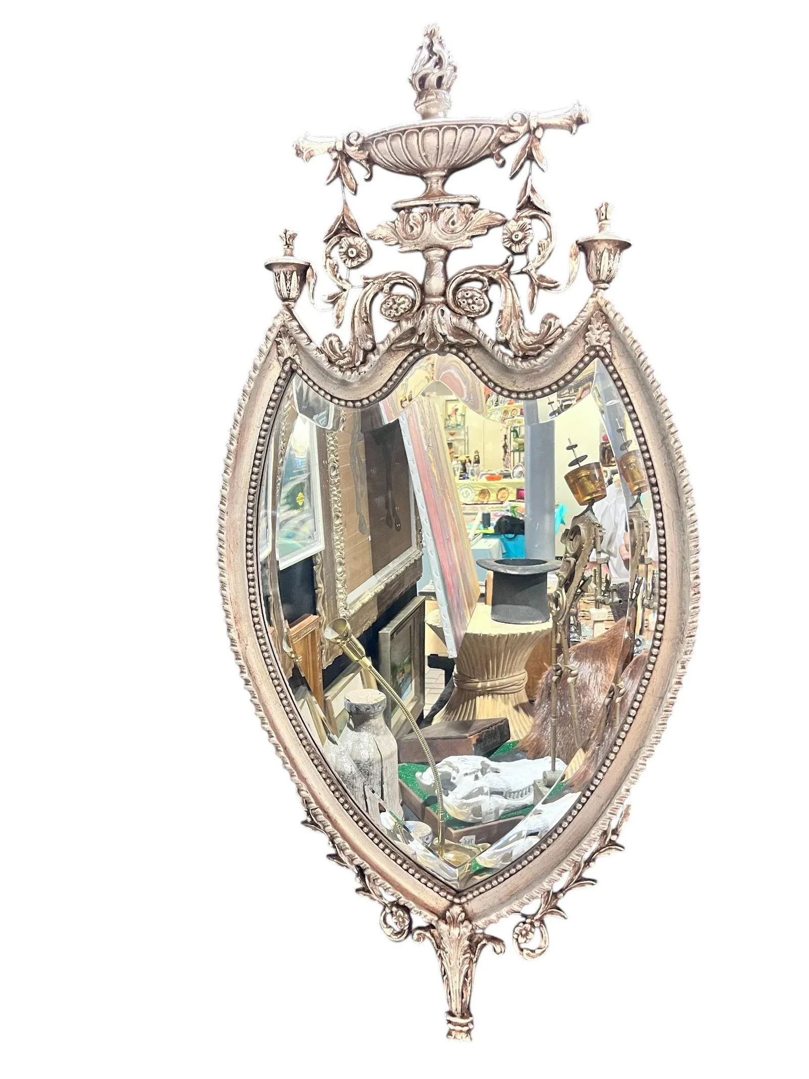 Friedman Brothers Silver Decorated Urn Top Mirror, 1920's - 4