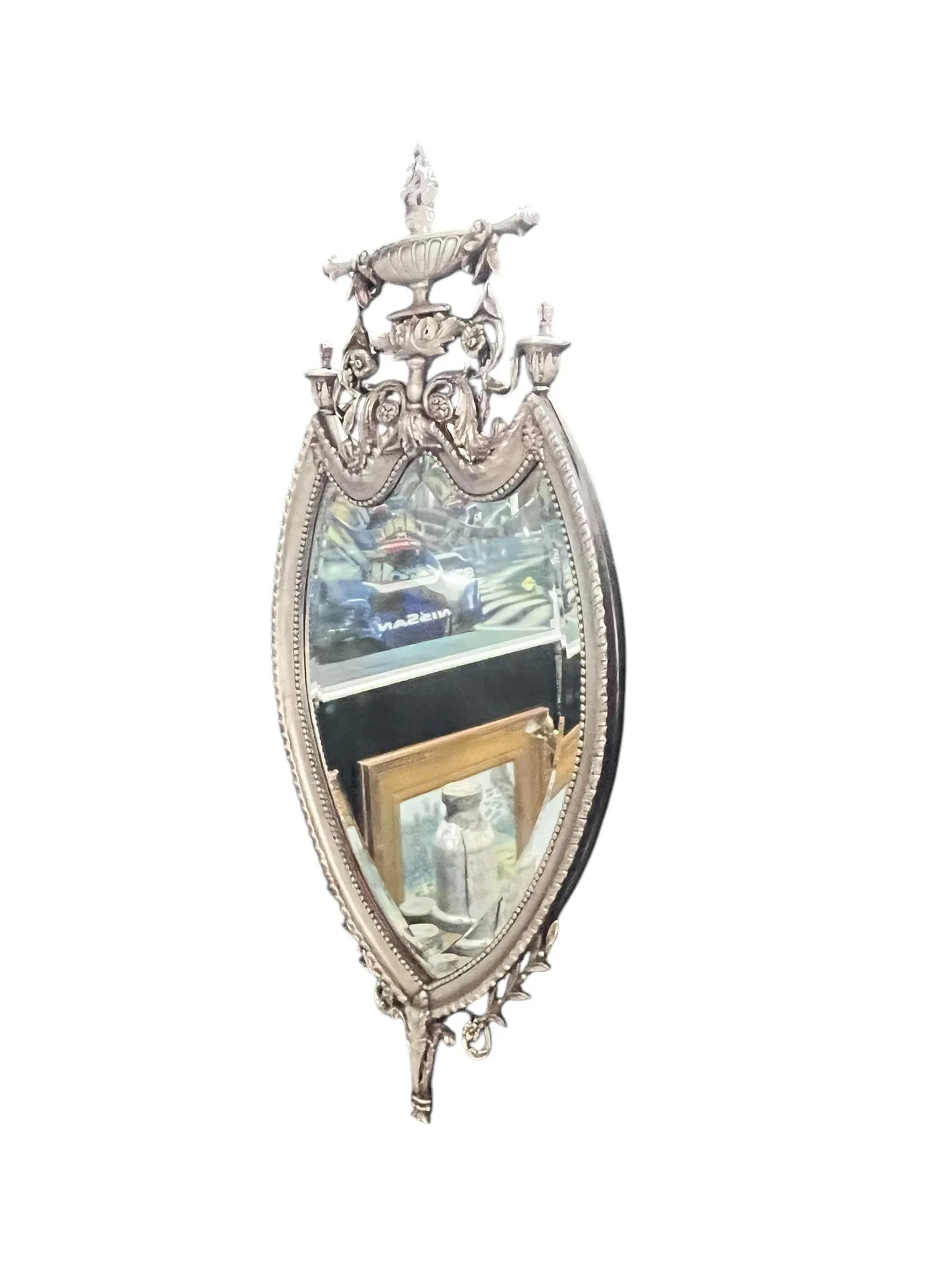 Friedman Brothers Silver Decorated Urn Top Mirror, 1920's - 5