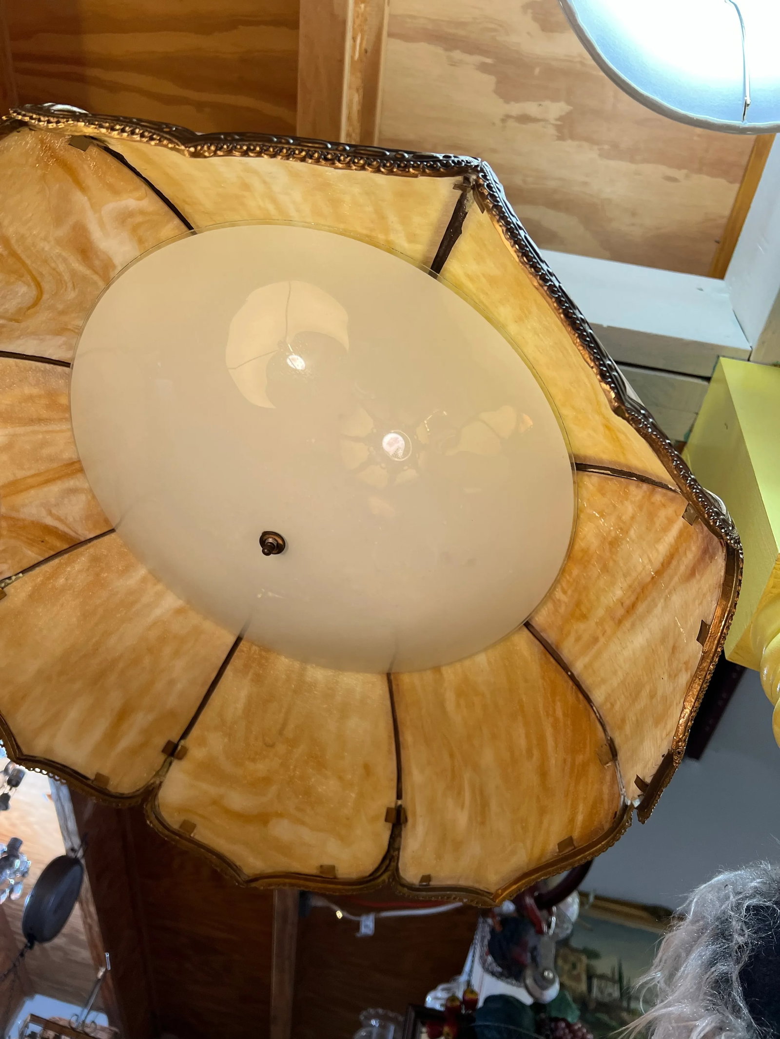 Vintage Slag Pedestal Hanging Lamp - 8