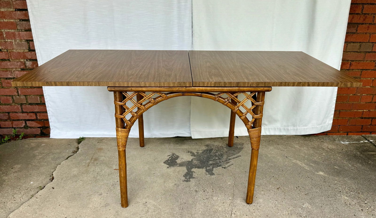 1970s Vintage Palm Beach Regency Bamboo & Rattan Dining Set - Set of 5 - Convertible Flip-Top Gaming - 3