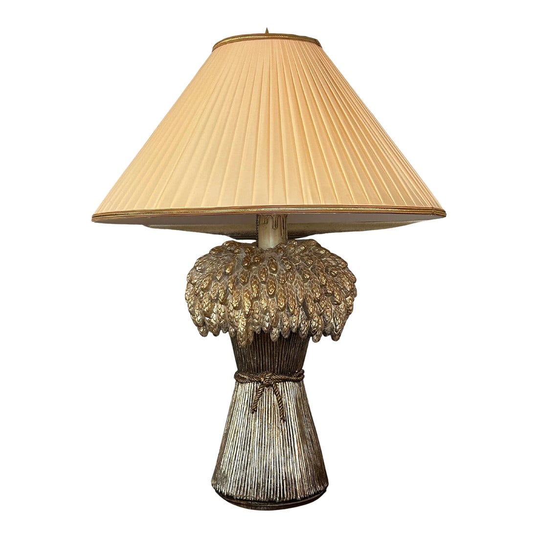 Vintage Thomas Blakemore Sheath of Wheat Figural Gold Lamp With Original Shade (1 of 8)