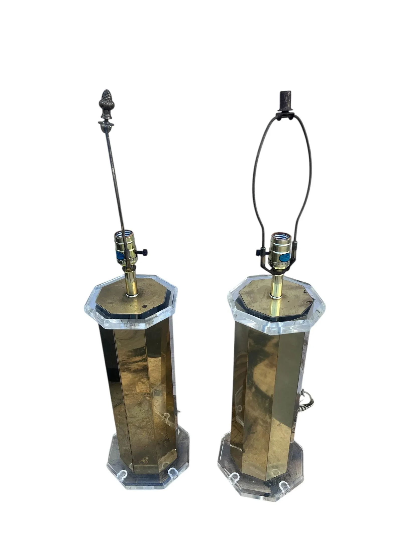 1970s Brass & Lucite Table Lamps - Set of 2 - 2