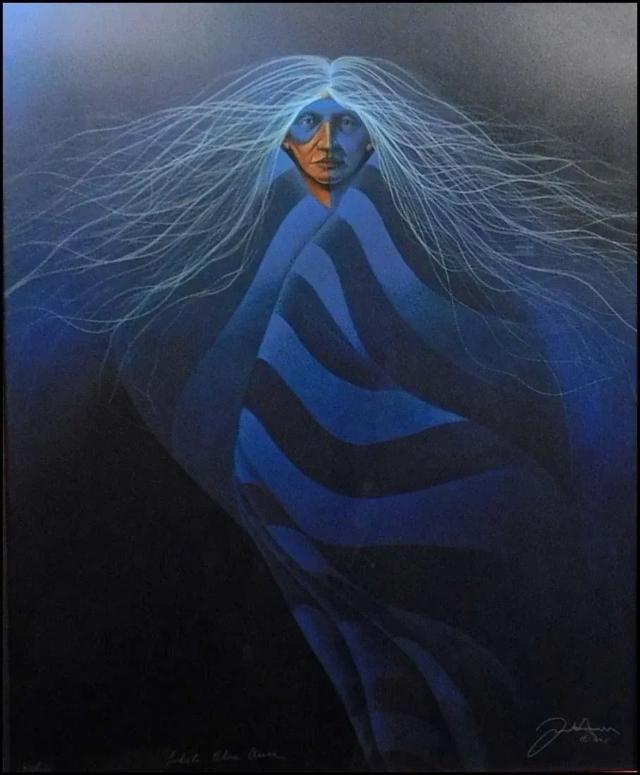 Frank Howell Lakota Blue Aura Serigraph on Paper Limited Edition Artwork Obo, Framed - 9
