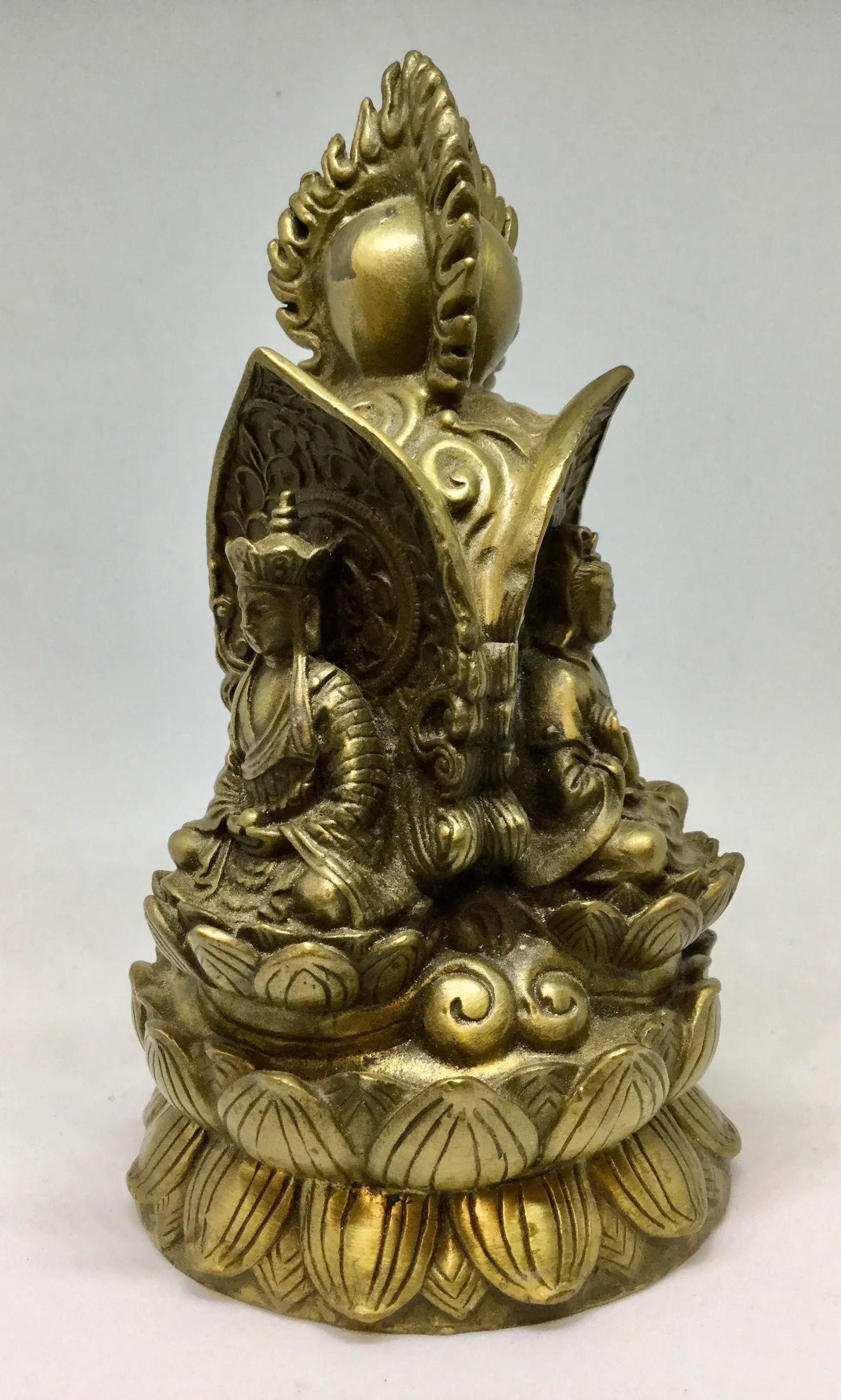 Antique Brass/Bronze Tibet Lotus Jizo Kwan-Yim Buddha - 2