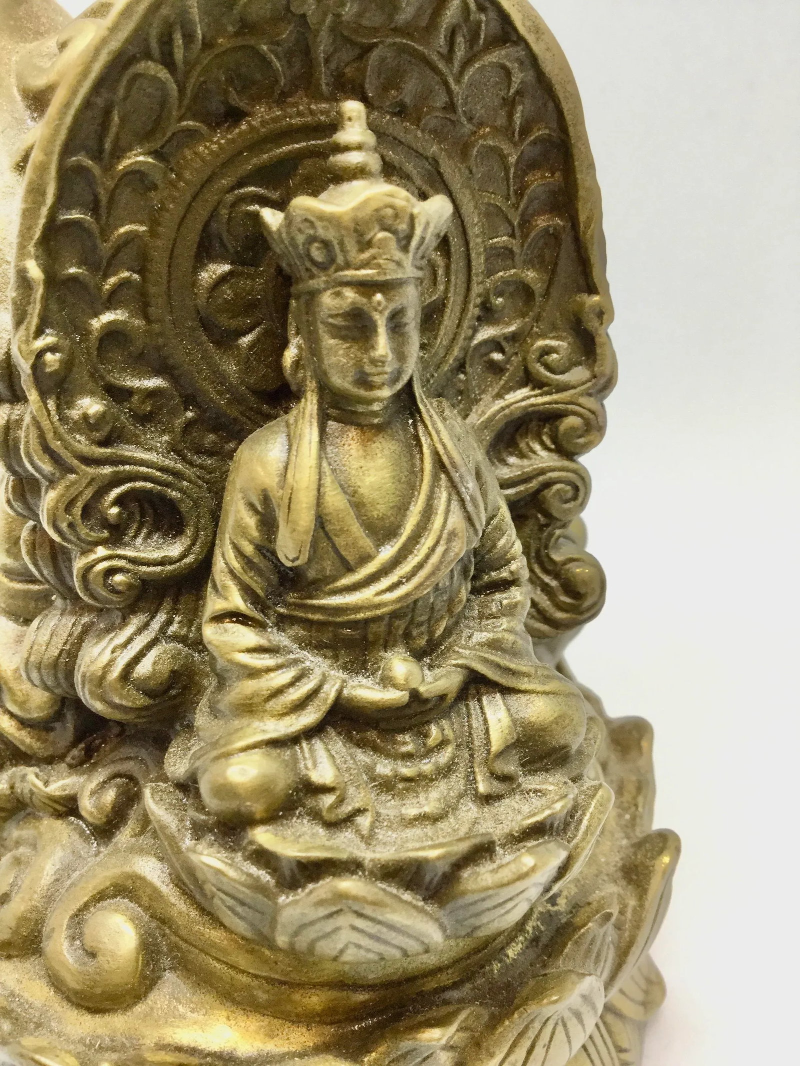 Antique Brass/Bronze Tibet Lotus Jizo Kwan-Yim Buddha - 6