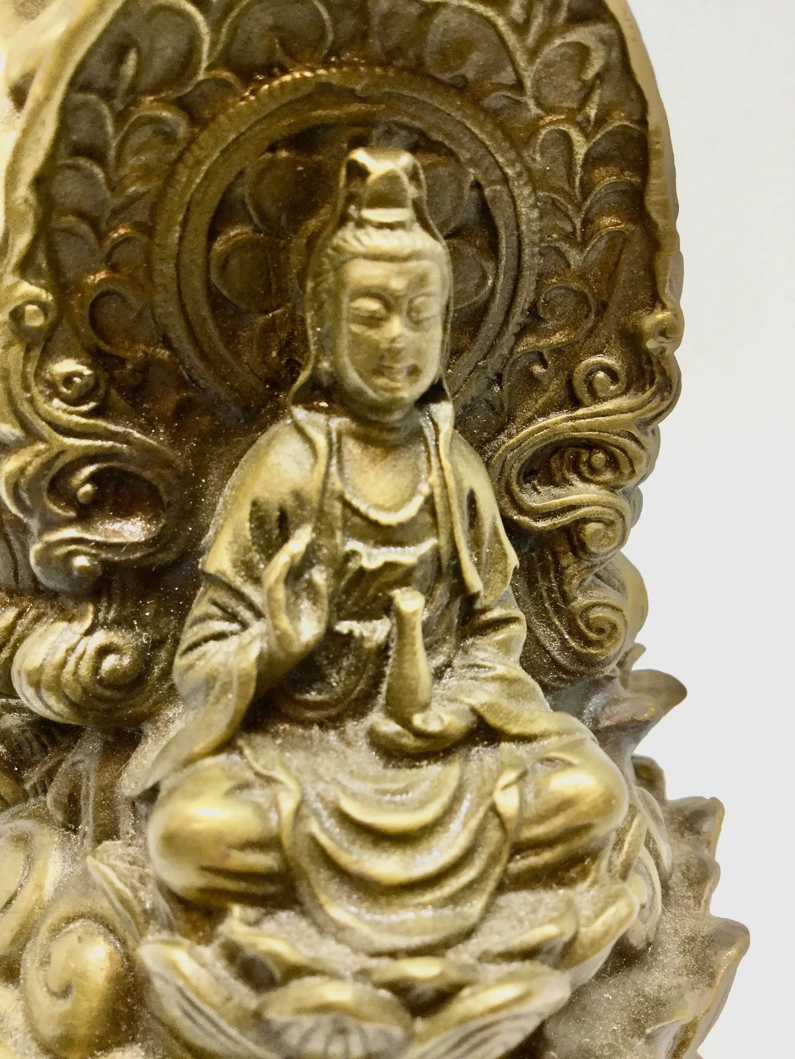 Antique Brass/Bronze Tibet Lotus Jizo Kwan-Yim Buddha - 7