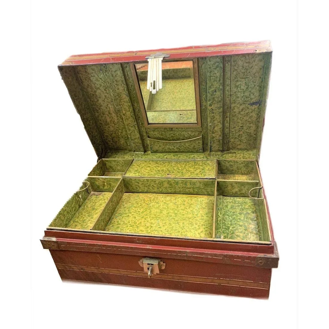 Antique Metal Manuscript Trunk Box - 2