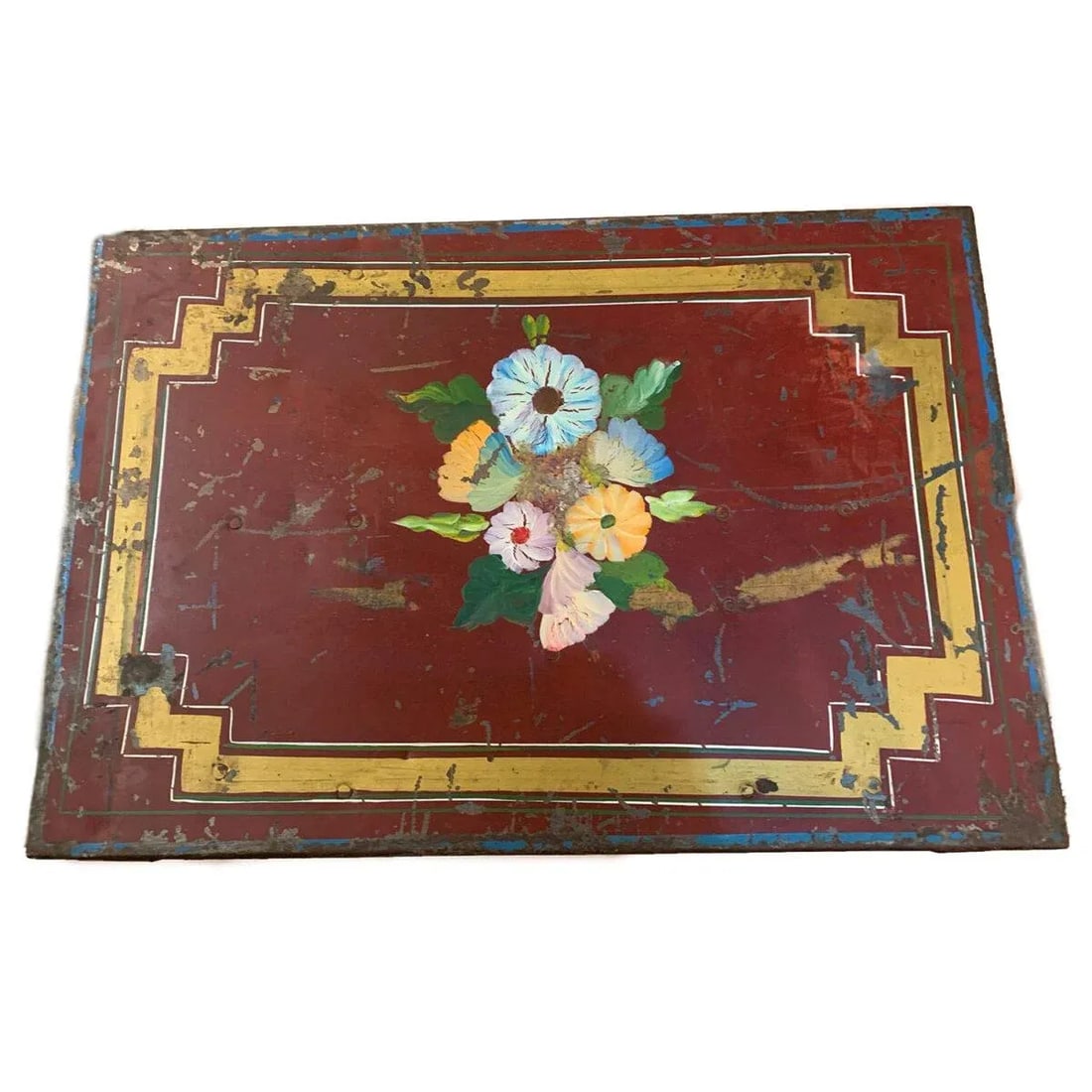 Antique Metal Manuscript Trunk Box - 4