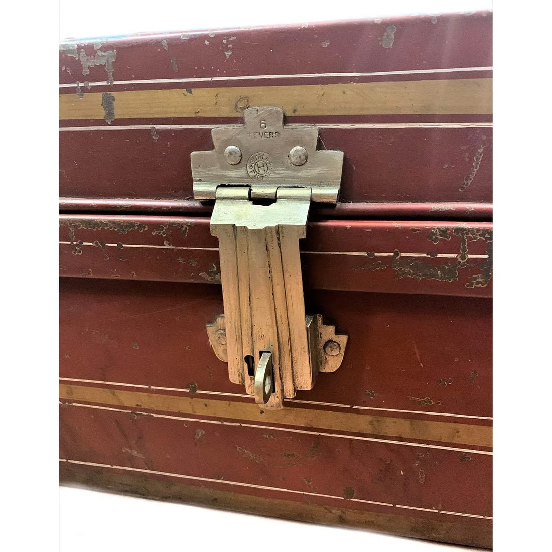 Antique Metal Manuscript Trunk Box - 7