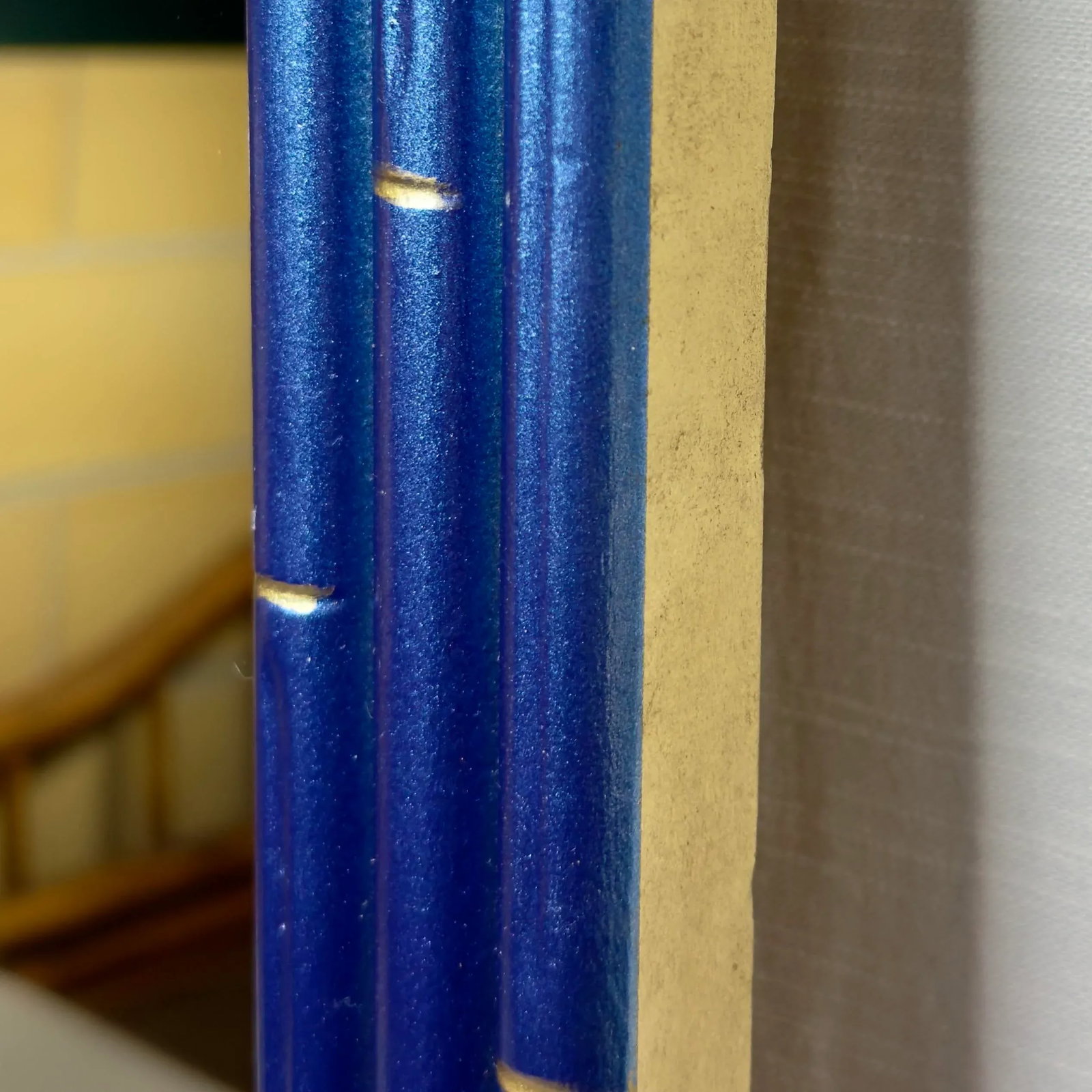 Chic Vintage Palm Beach Regency Medium Faux Bamboo Wall Mirror Newly Painted Blue With Hand Gilt Acc - 2