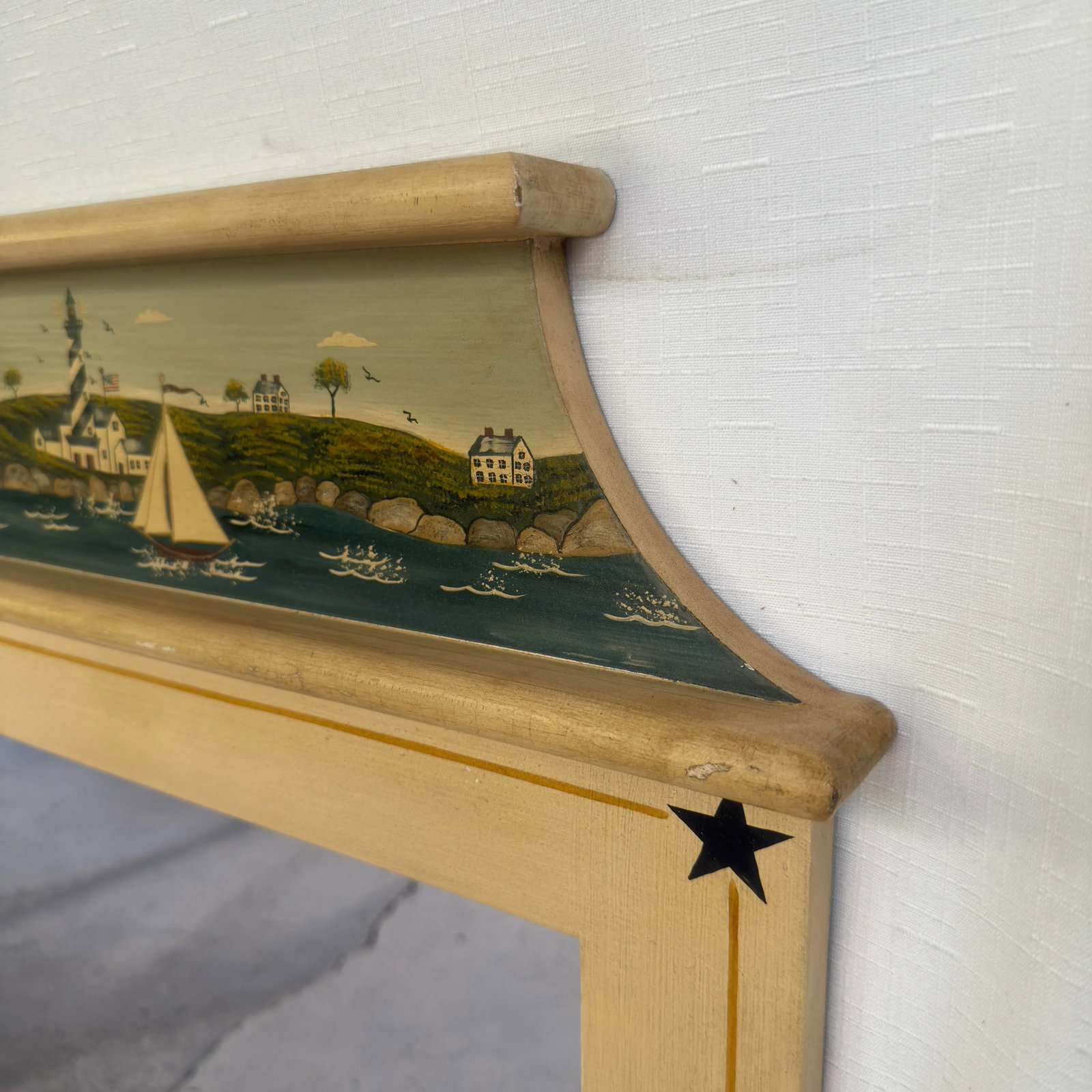 Vintage Late 20th Century Nautical Folk Art Trumeau Wall Mirror, Artist Signed - 3