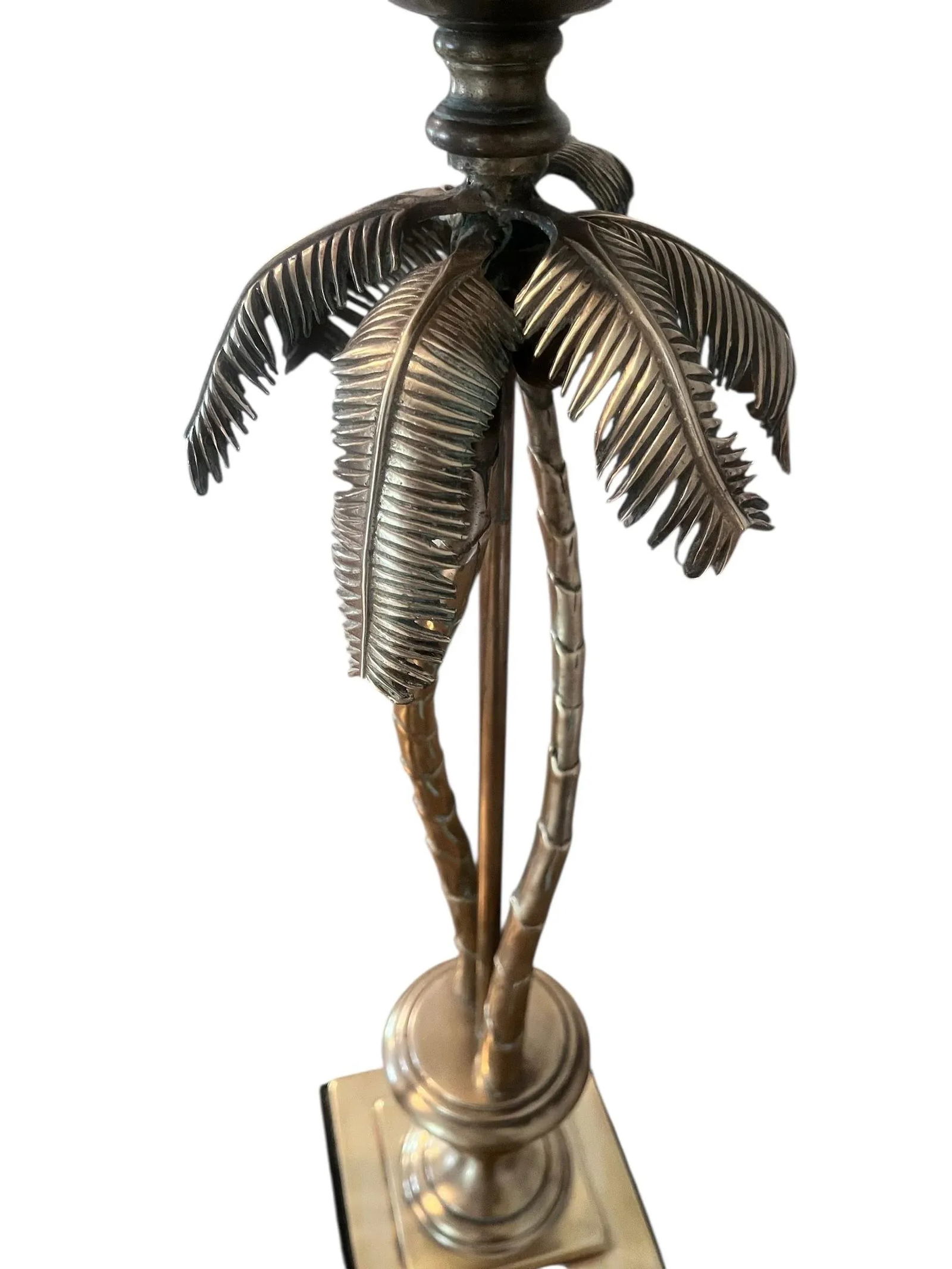 1990s Pair of Solid Brass Palm Tree Table Lamps - 7