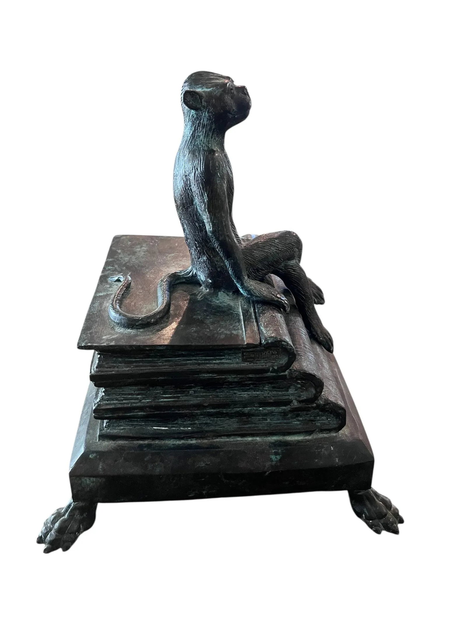 1980s Maitland Smith Seated Monkey Bronze Box - 10