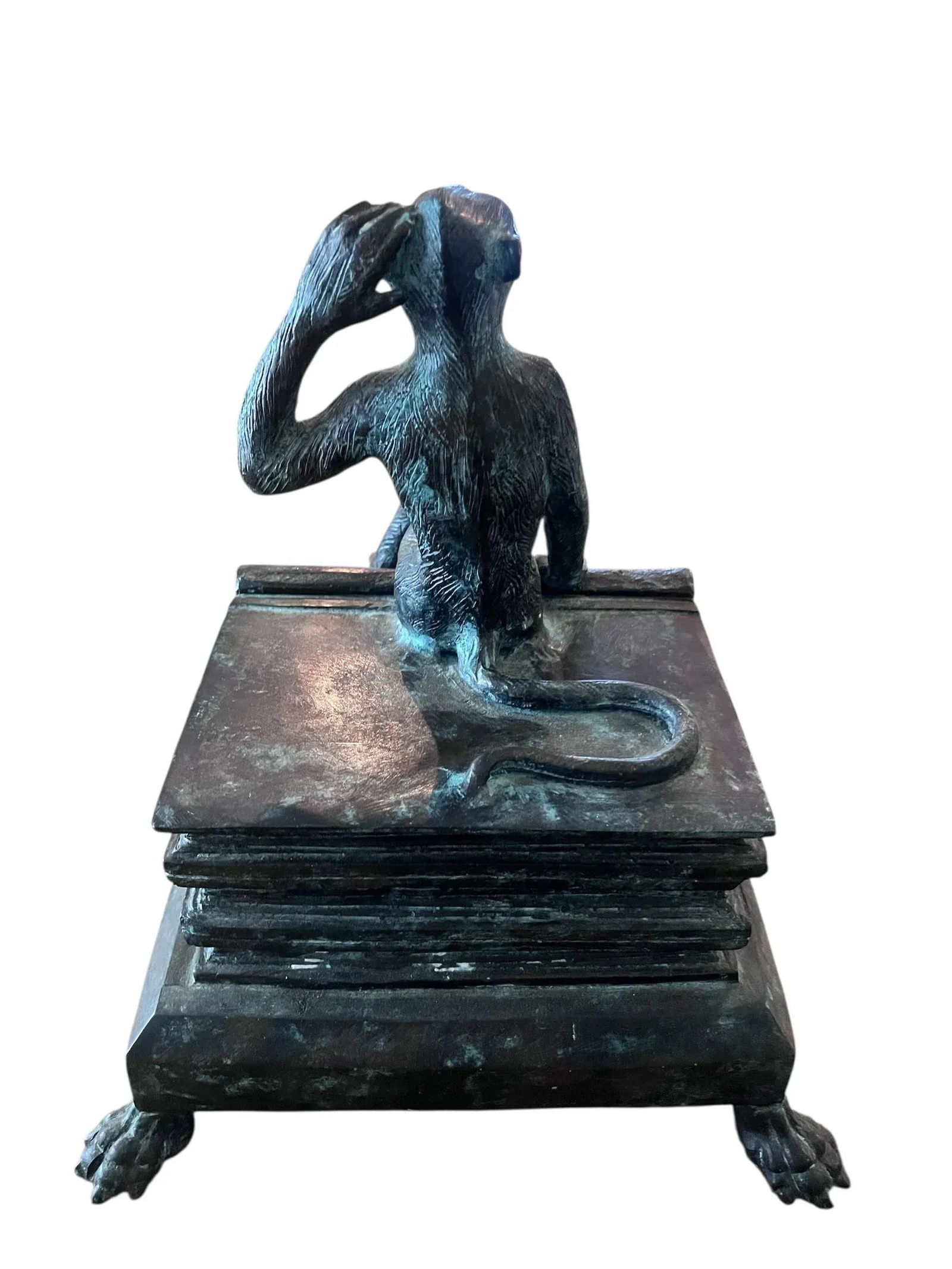 1980s Maitland Smith Seated Monkey Bronze Box - 7
