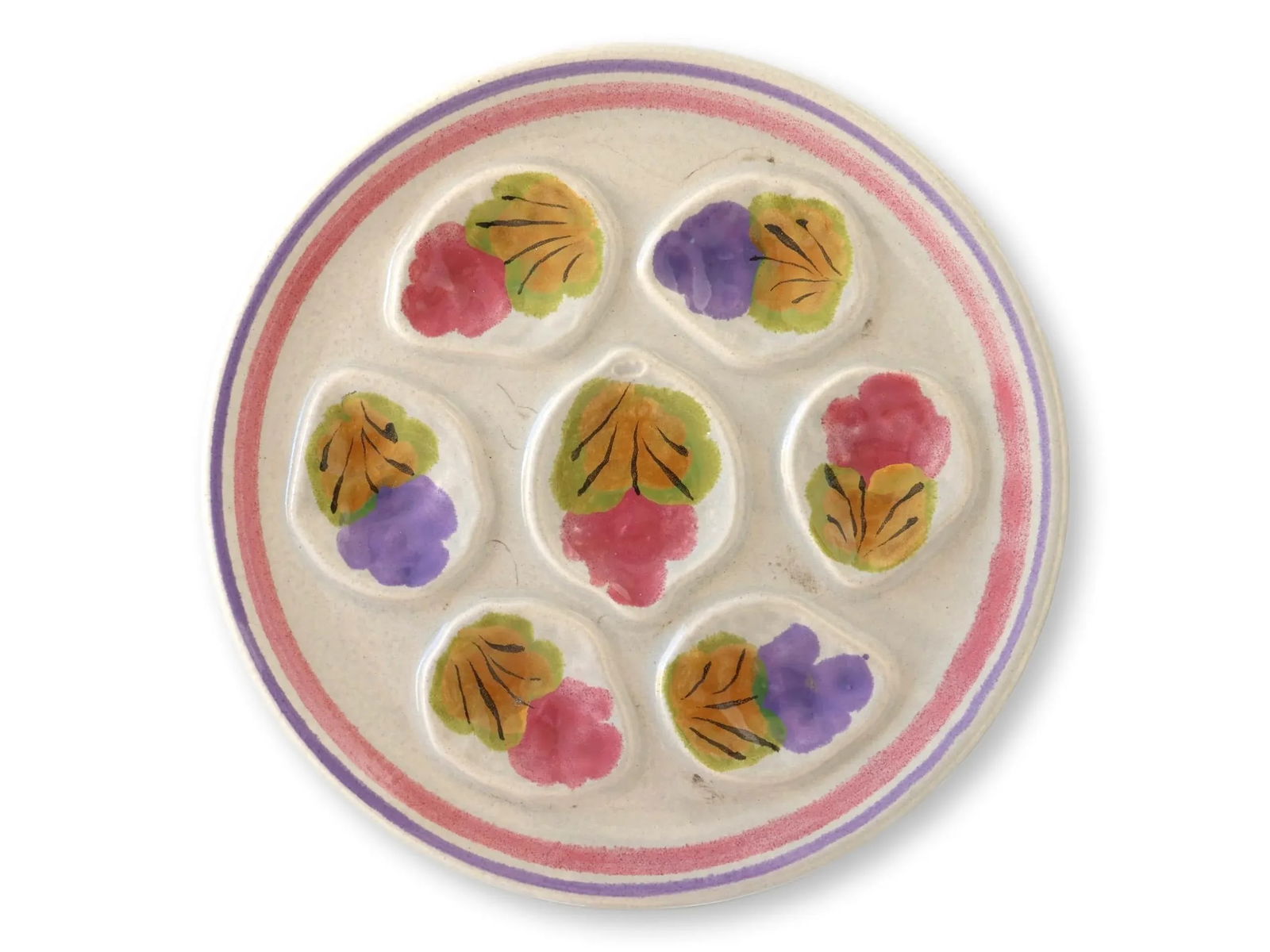 Vintage French Stoneware Oyster Plates, Set of 5 - 3