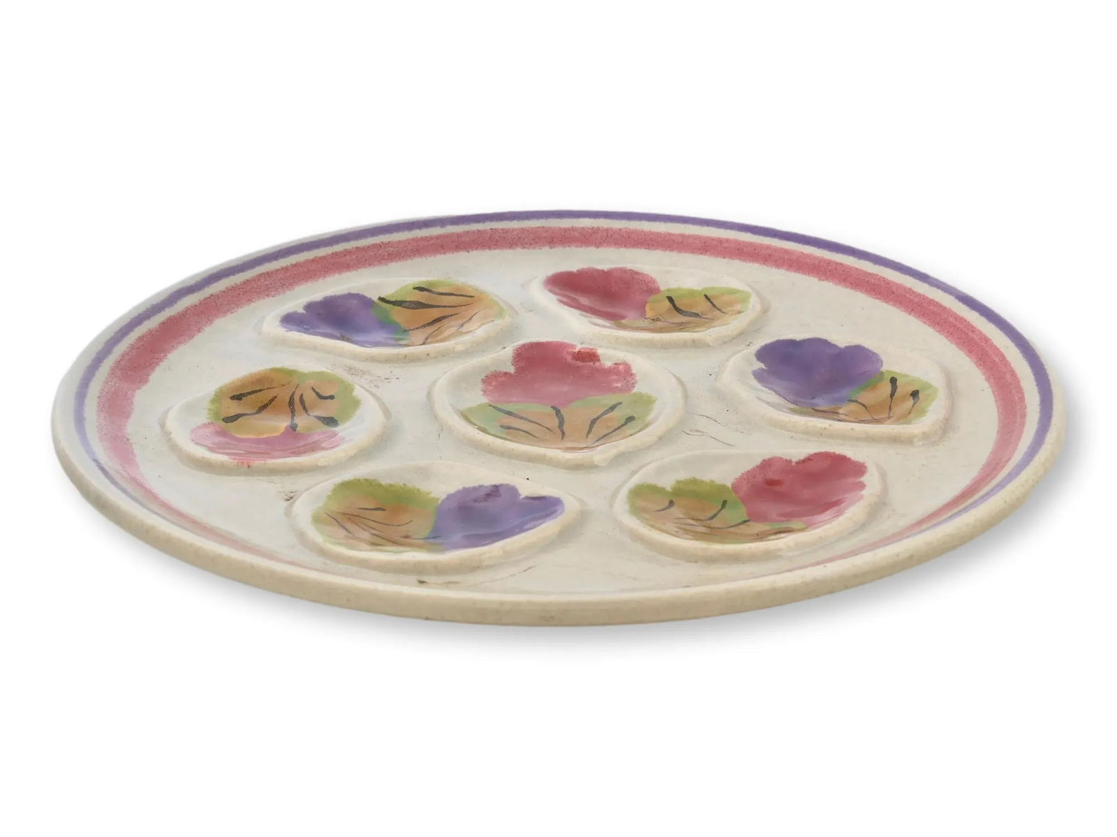 Vintage French Stoneware Oyster Plates, Set of 5 - 6