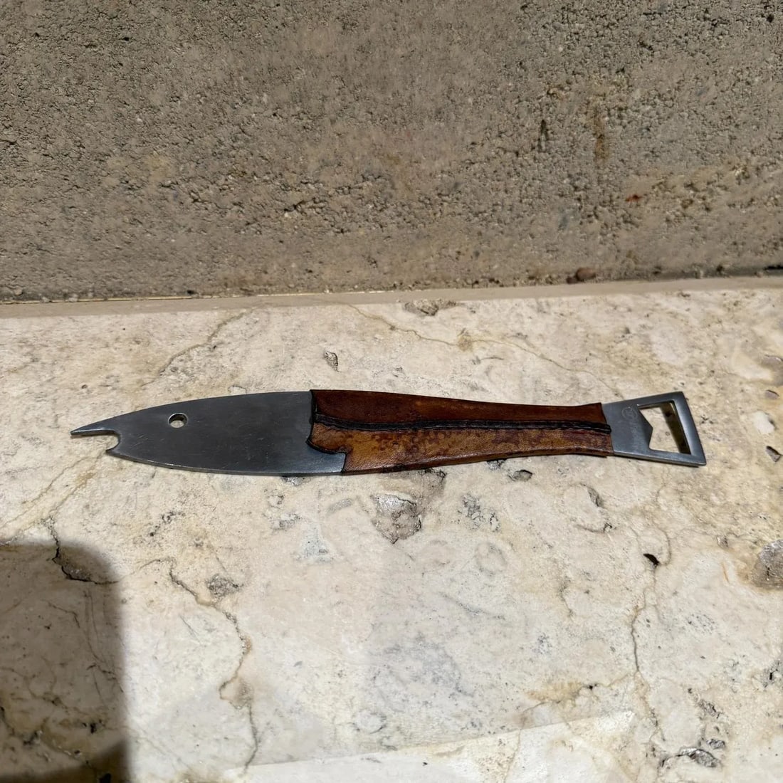 Original Carl Aubock Neptune Fish Bottle Opener Leather Handle Austria Mid Century - 6