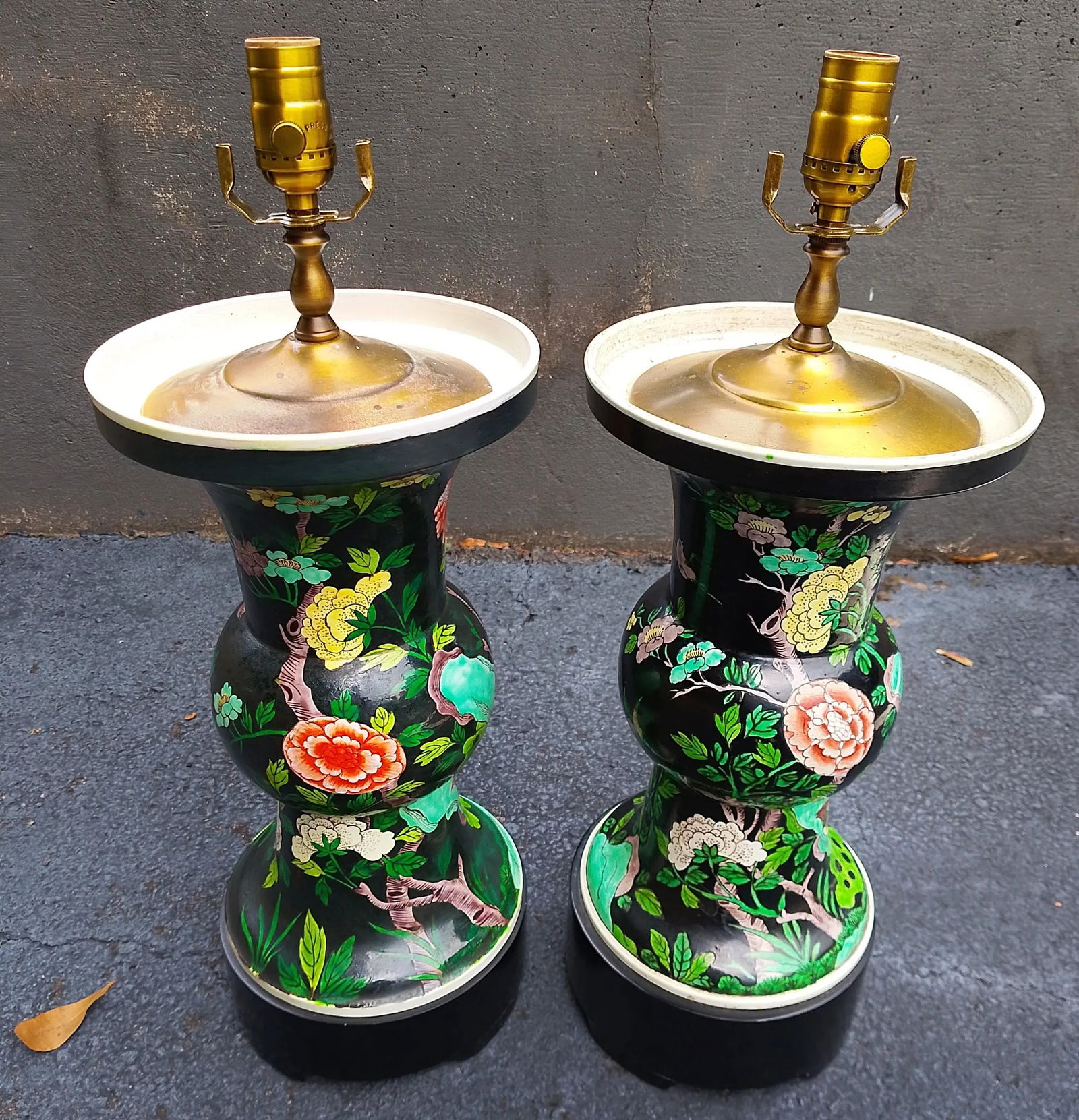 Pair of Vintage Chinese Cloisonné Vase Lamps - 2
