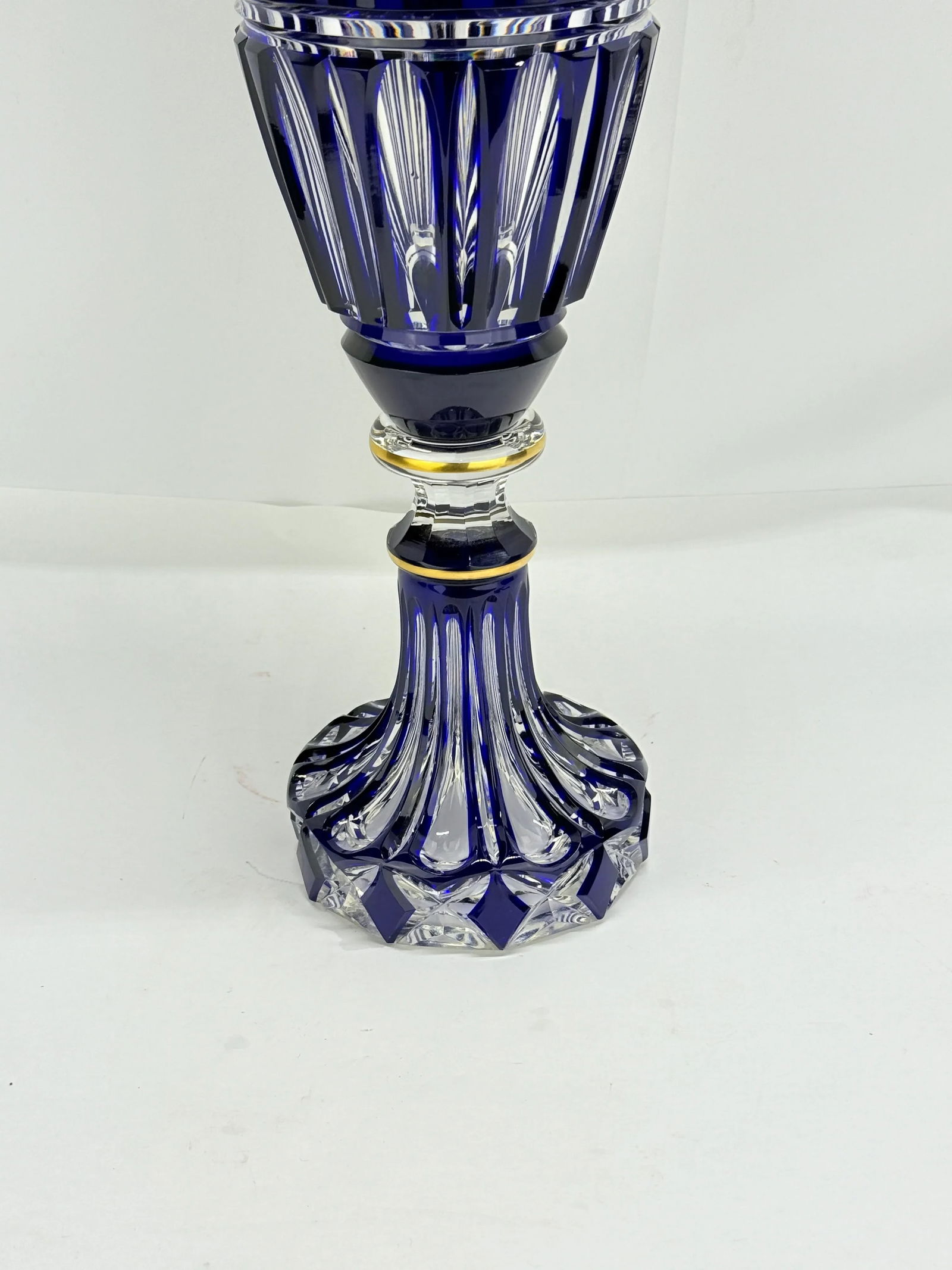 Monumental Saint Louis Cobalt & Gilt Cut-Crystal Vase, "African Jungle" 19th C - 2