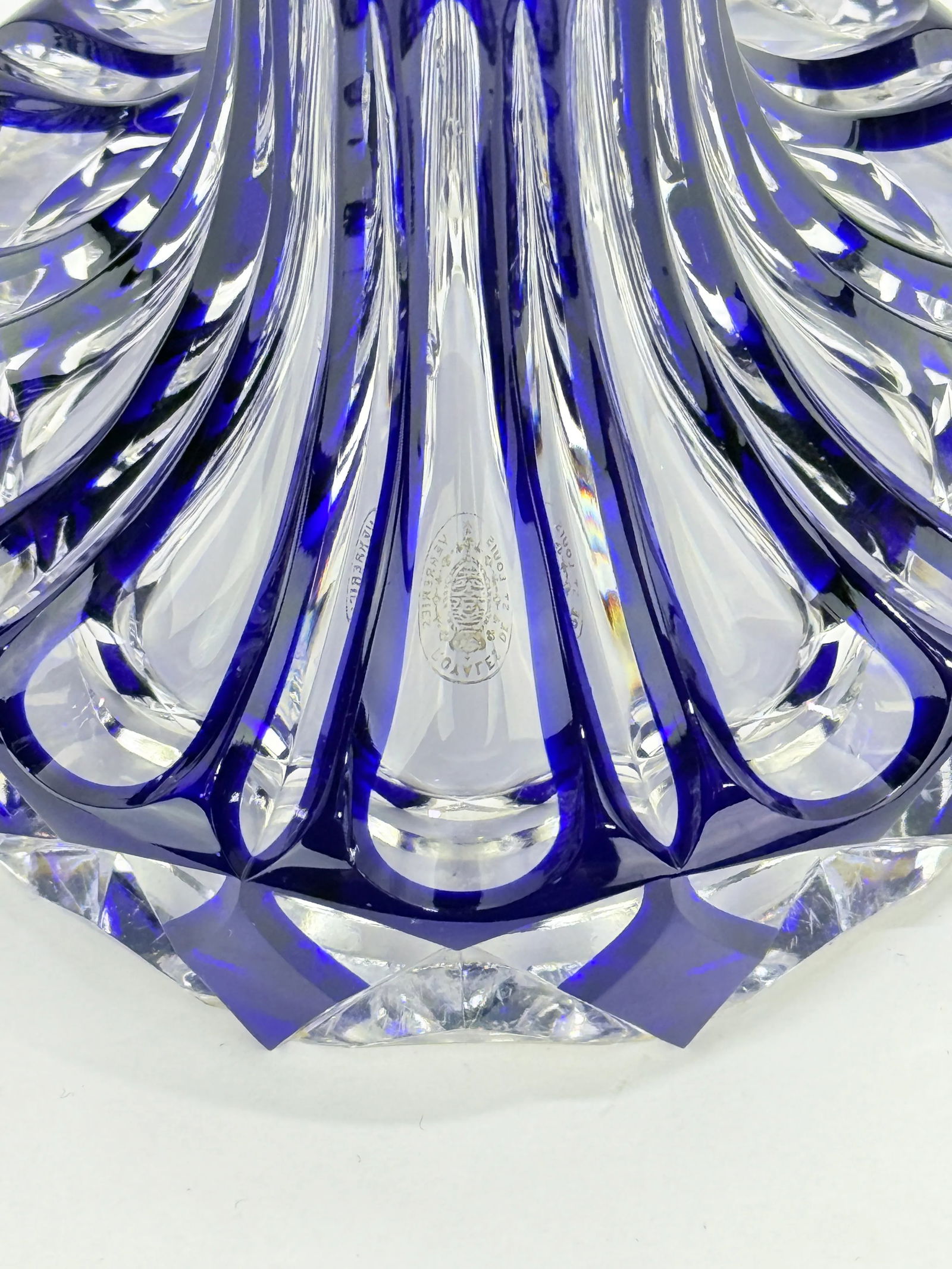Monumental Saint Louis Cobalt & Gilt Cut-Crystal Vase, "African Jungle" 19th C - 7