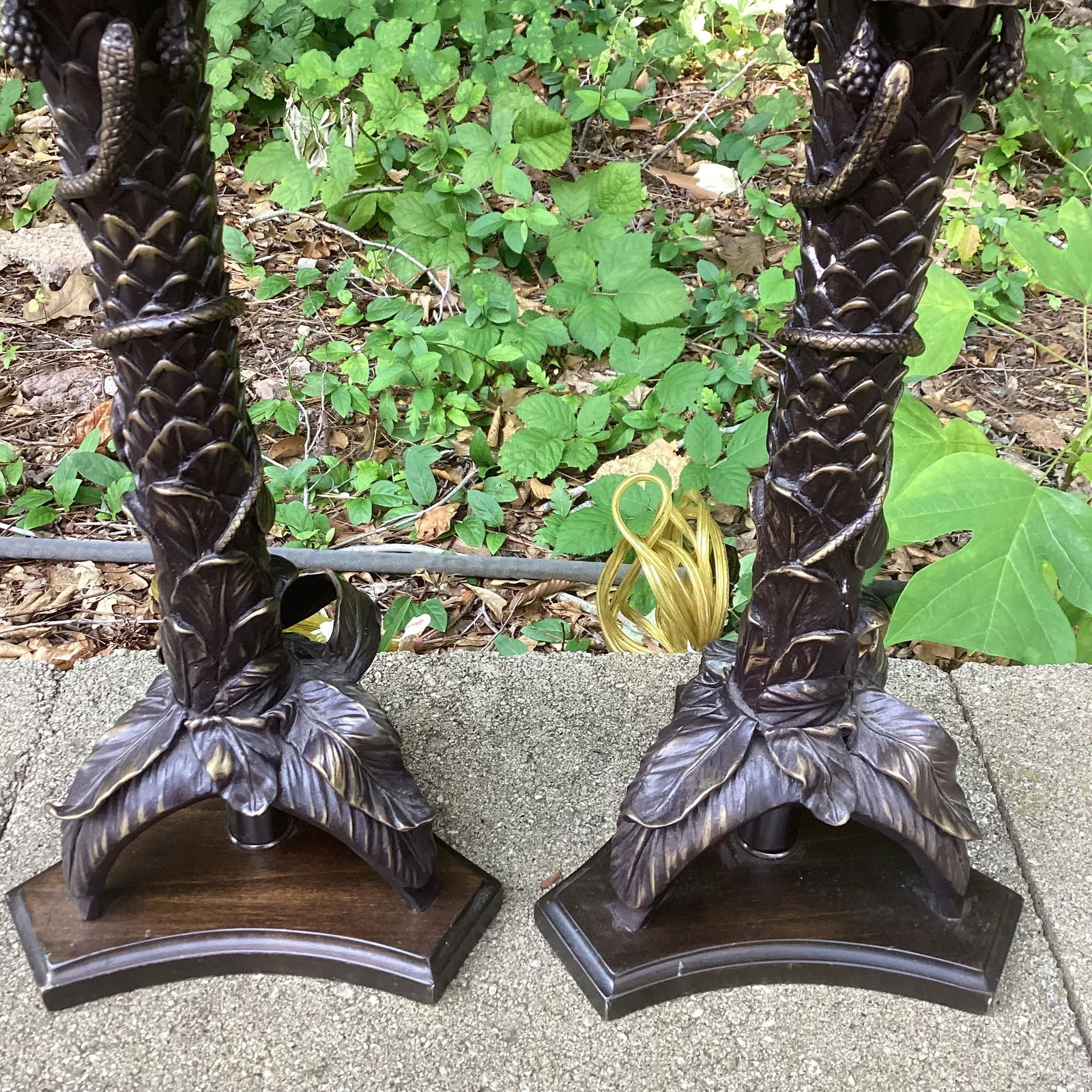 Frederick Cooper Bronze Palm Lamps – A Pair - 2