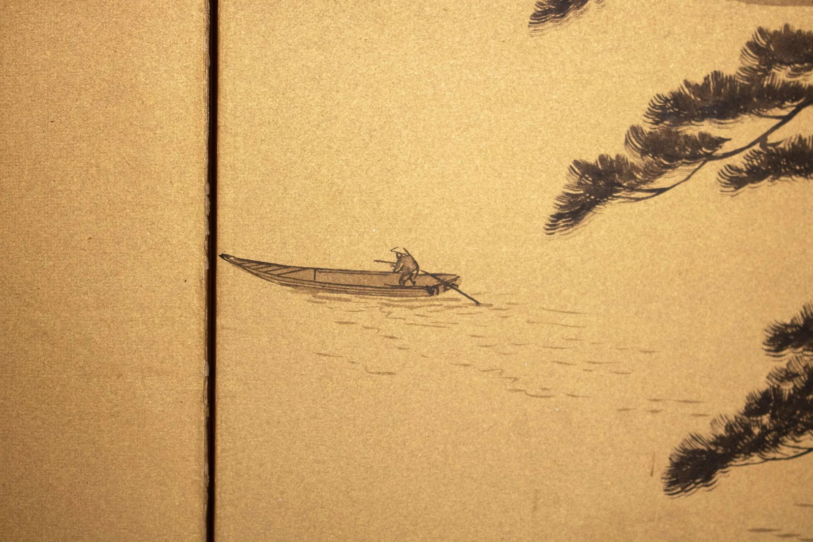 1950-1960s ShÅwa Era Japanese Byobu Screen "Landscape With Pine Trees" - 7