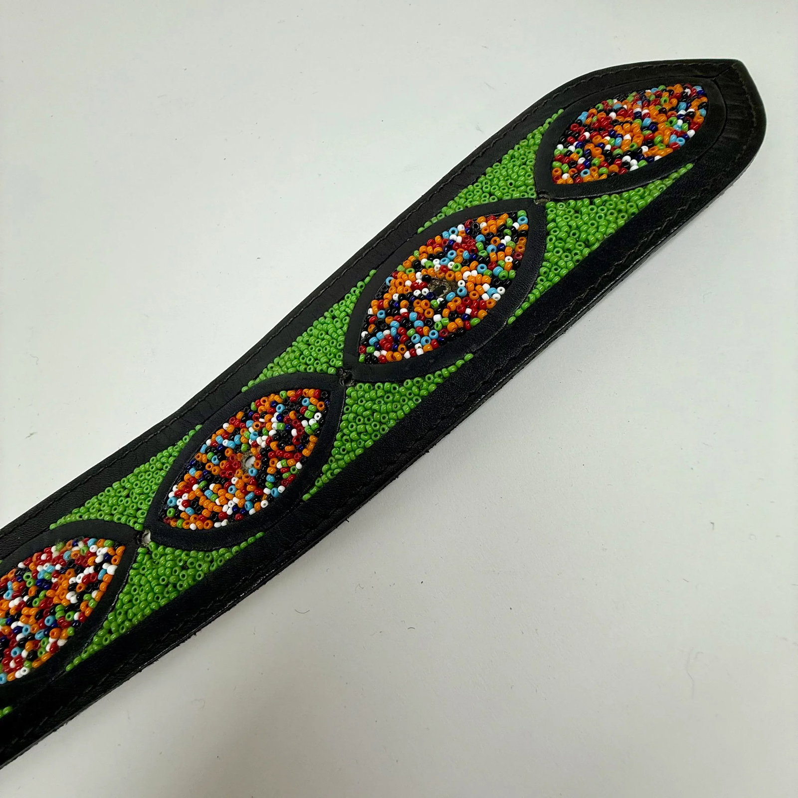 Rare Vintage 70's Beaded Leather Belt Charles Jourdan - 8
