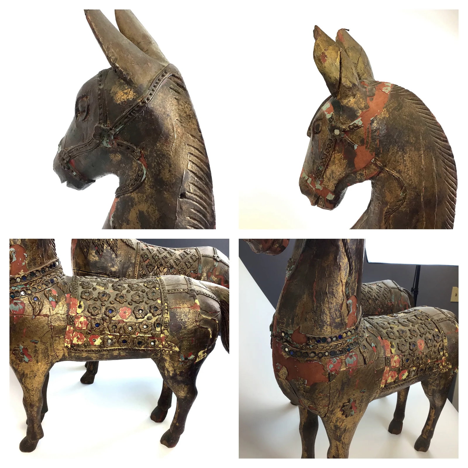 Museum Tibetan Wood Horses - a Pair - 10