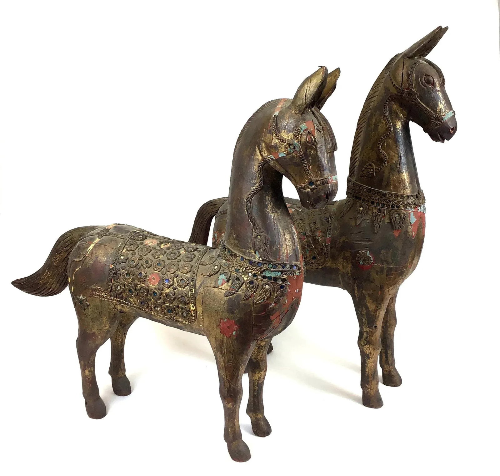 Museum Tibetan Wood Horses - a Pair - 3